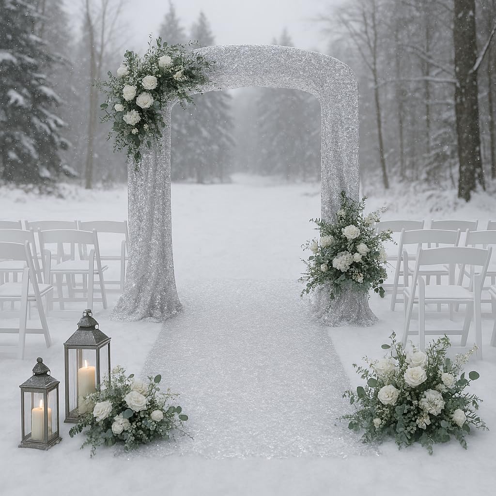 Anderson's Metallic Snow Floral Sheeting Roll, 36"x30' Textured PVC with Snowflake Petals for Winter Proms, Holiday Events, Parades, Weddings, Photo Backdrops, and Seasonal Decorations - Image 6