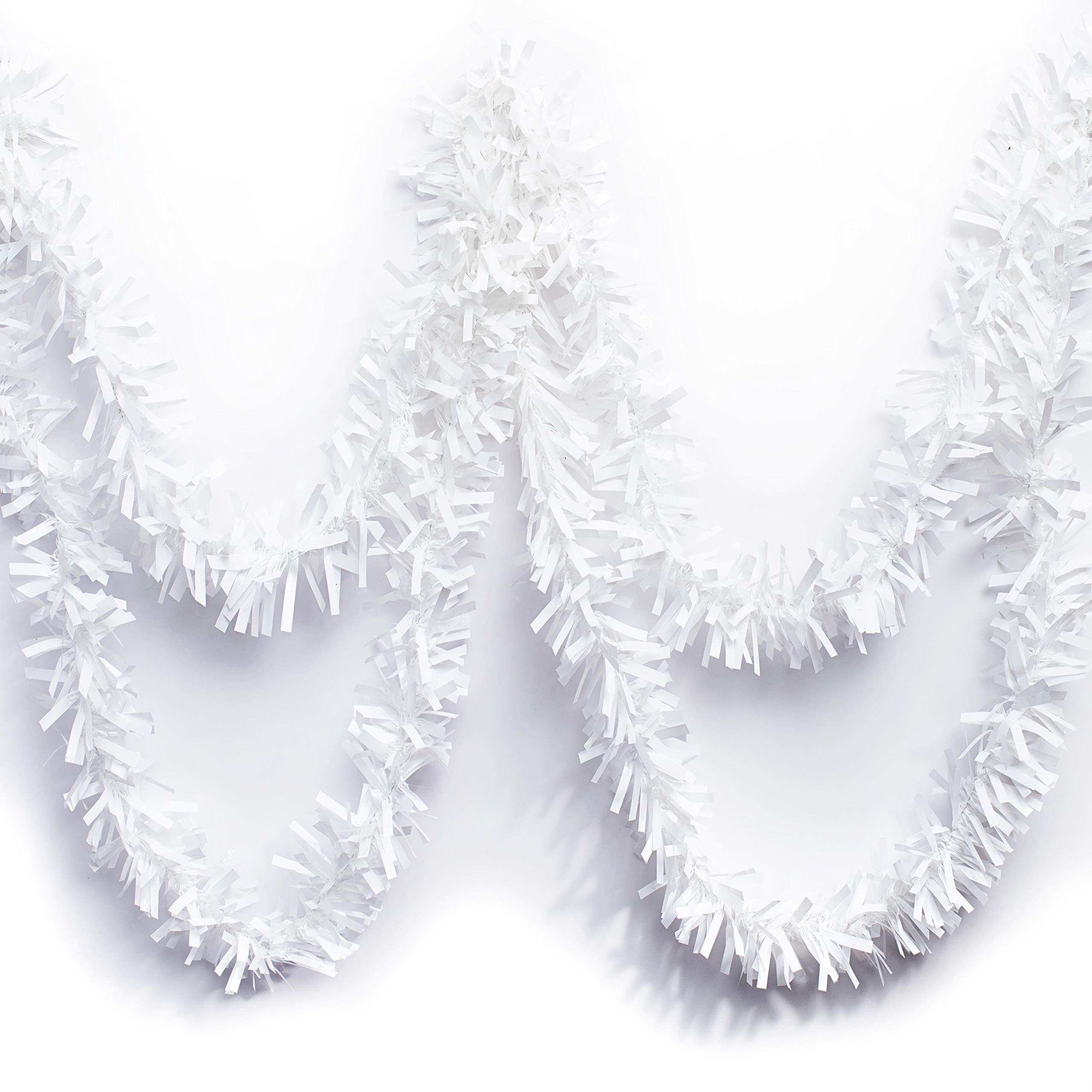 Anderson's Metallic White Tinsel Twist Garland, 25ft Holiday Decoration, Christmas Tree Trim, Parade Float Decor, Party Supplies, Halloween, Graduation, Indoor/Outdoor Event Garland
