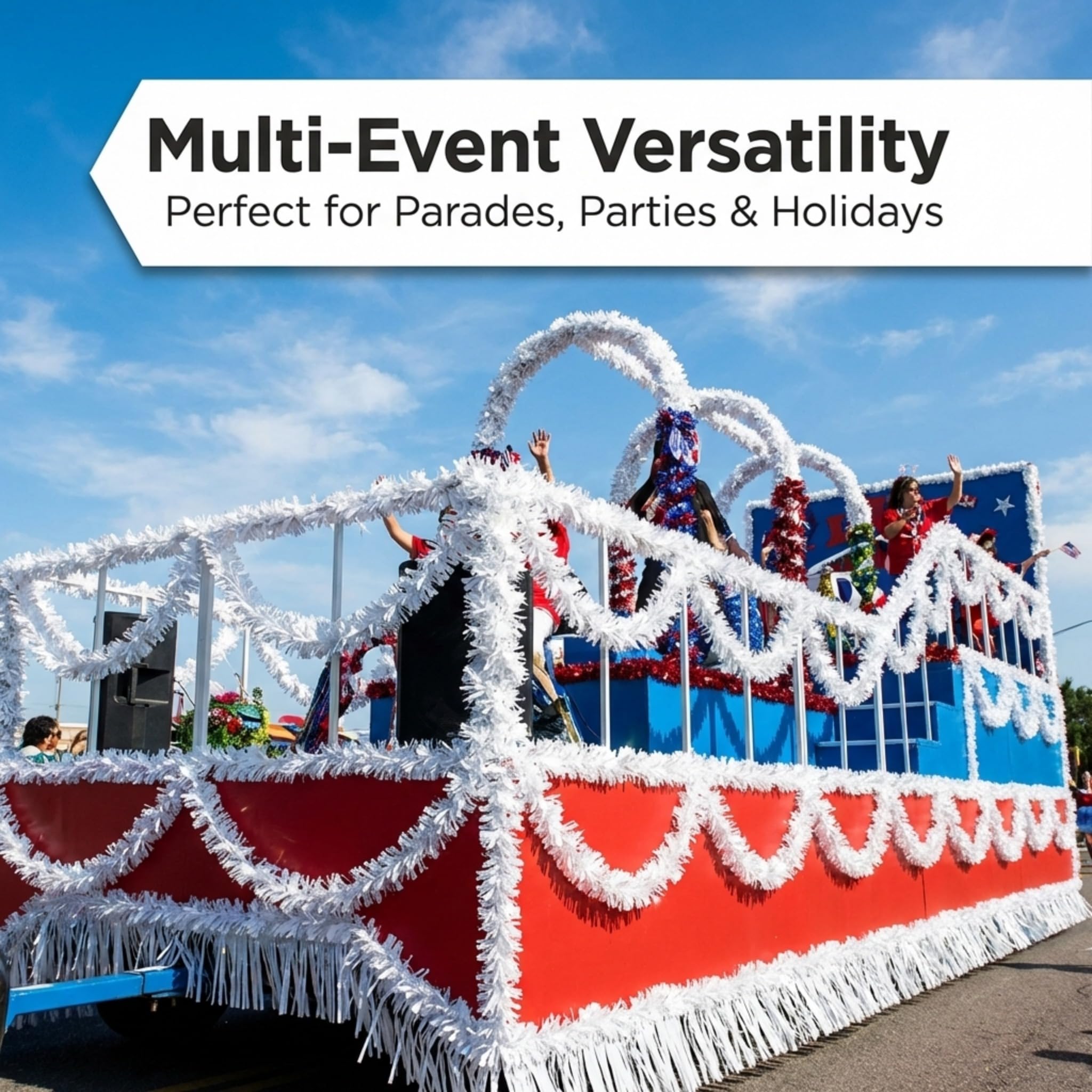 Anderson's Metallic White Tinsel Twist Garland, 25ft Holiday Decoration, Christmas Tree Trim, Parade Float Decor, Party Supplies, Halloween, Graduation, Indoor/Outdoor Event Garland - Image 2