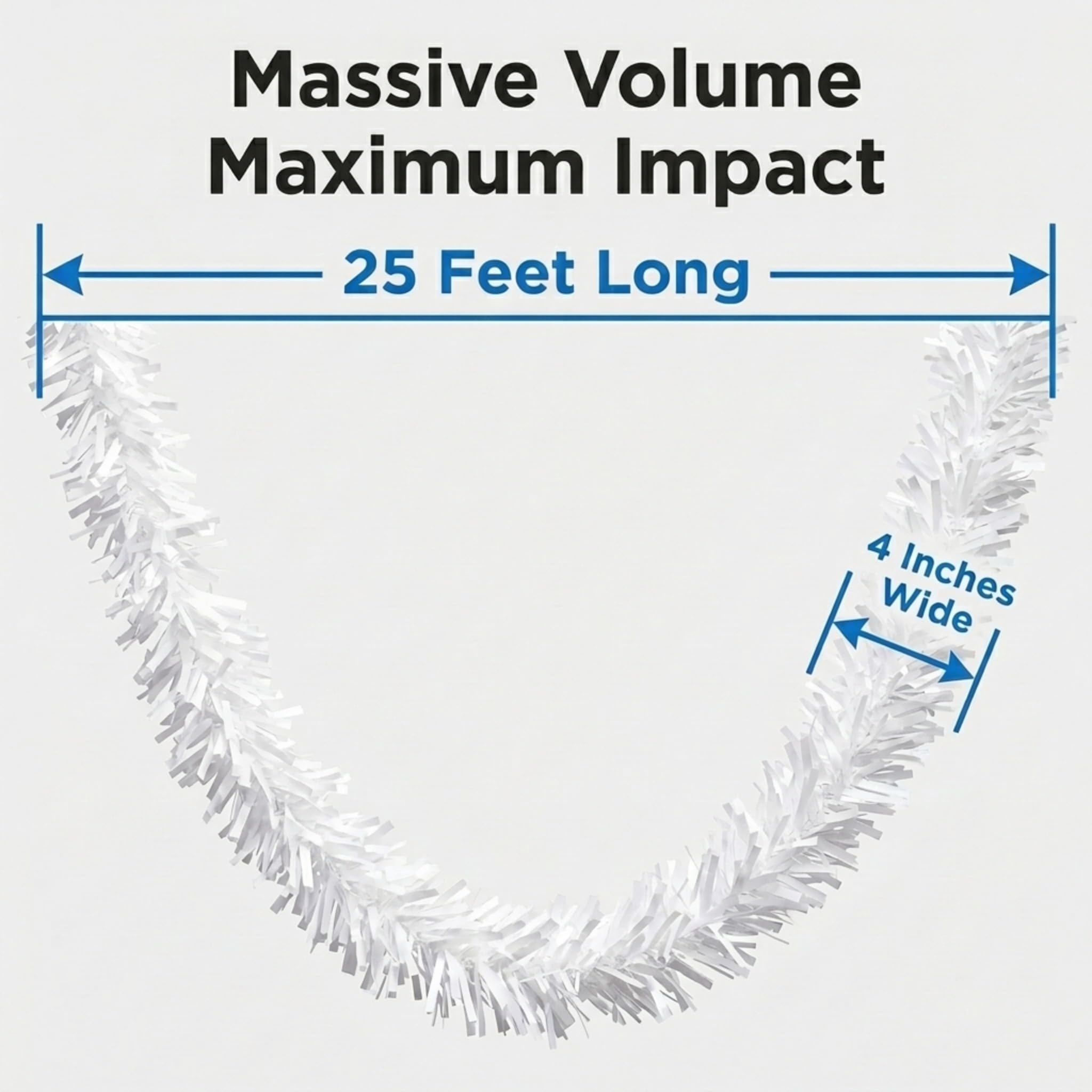 Anderson's Metallic White Tinsel Twist Garland, 25ft Holiday Decoration, Christmas Tree Trim, Parade Float Decor, Party Supplies, Halloween, Graduation, Indoor/Outdoor Event Garland - Image 3