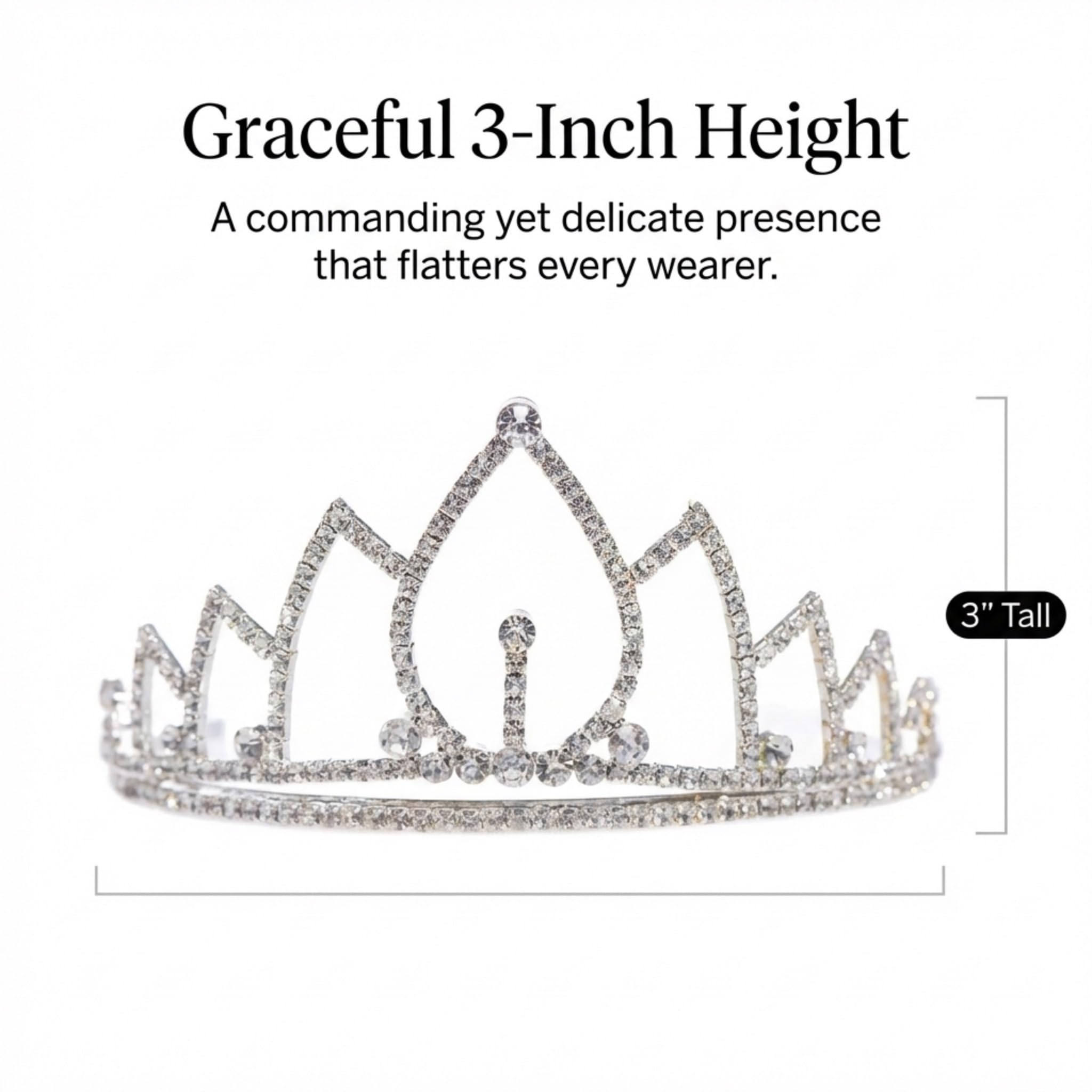 Anderson’s Michelle Rhinestone Tiara, 3 Inch Silver Metal Crown with Clear Faux Diamonds for Prom, Homecoming Queen, Wedding Bridal Party, Sweet 16, Quinceañera, Birthday, Pageant, Theater Costume Accessory - Image 3