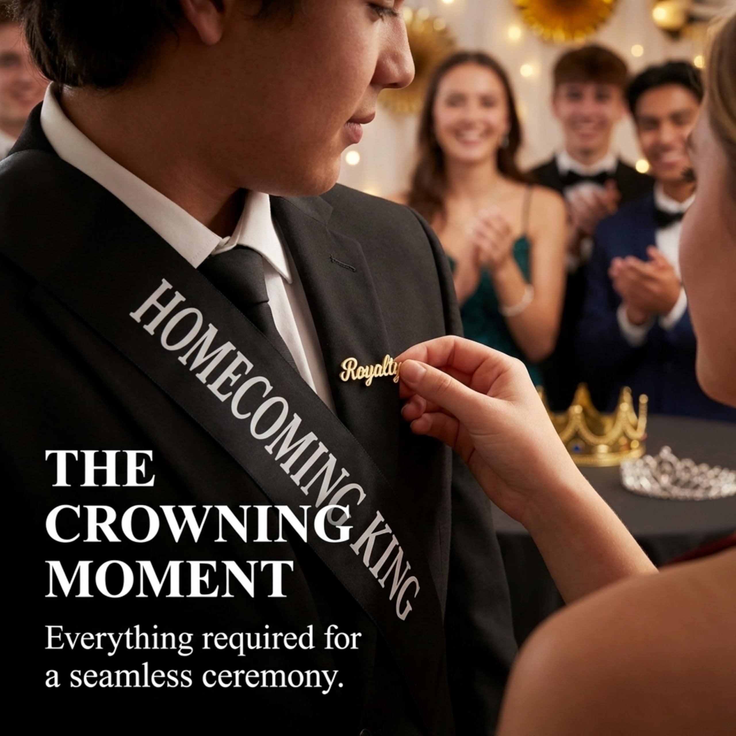 Anderson's Mirabella/Sissy Homecoming Royalty Set, Black/Silver Crown, Sashes, Pins, Homecoming Sashes For High School Dance King, Queen, Homecoming Court - Image 6