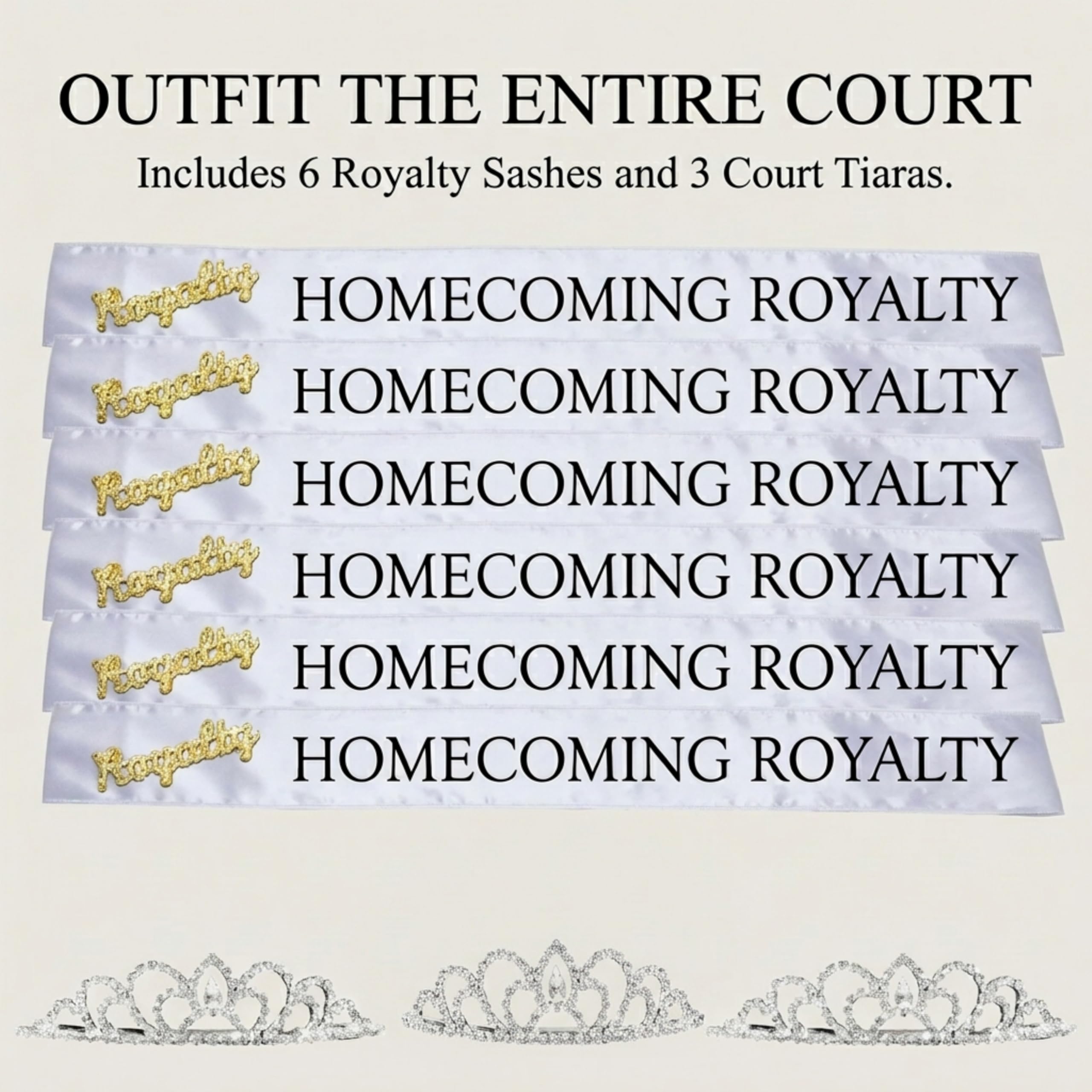 Anderson's Mirabella/Sissy Homecoming Royalty Set, Black/Silver Crown, Sashes, Pins, Homecoming Sashes For High School Dance King, Queen, Homecoming Court - Image 7