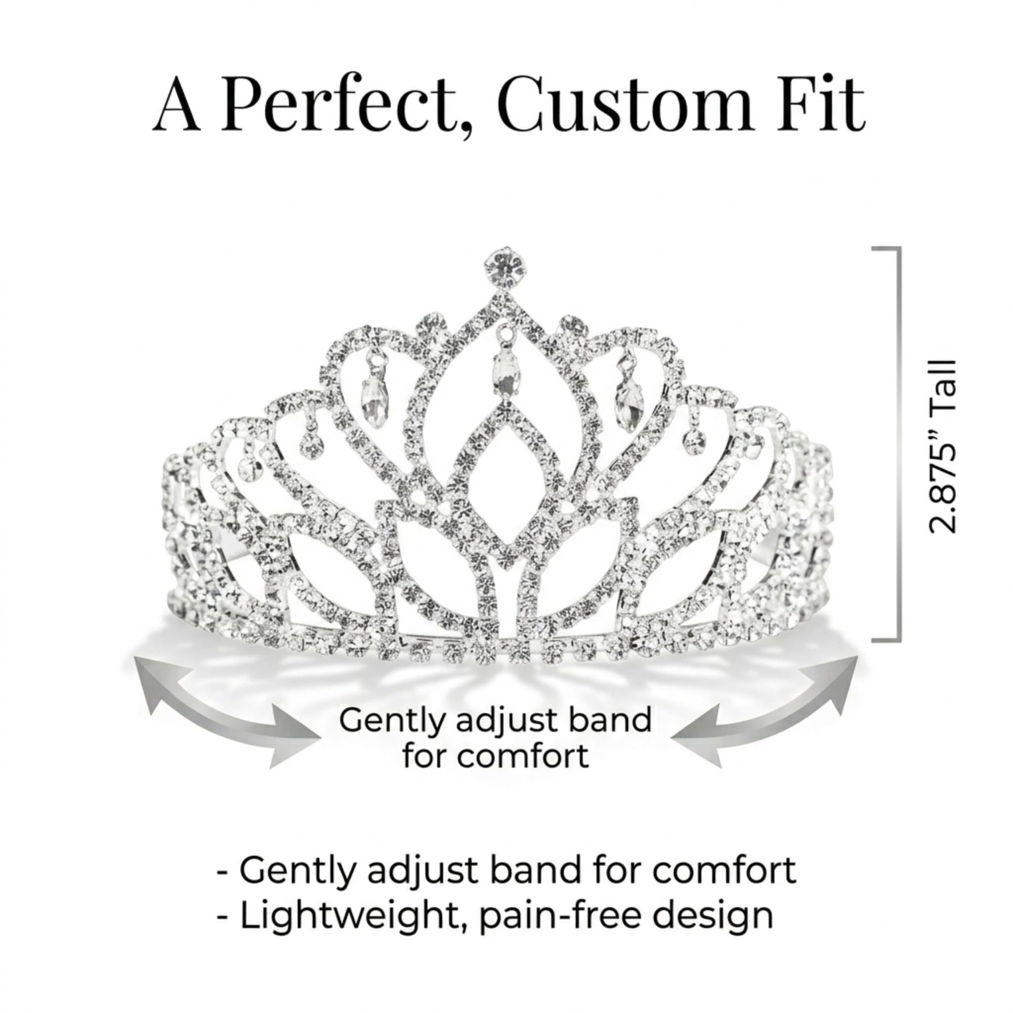 Anderson’s Mirabella Tiara and Velvet Bag Set, 2.875" silver rhinestone crown for Prom Queen, pageants, weddings, quinceañeras, birthdays, Sweet 16, homecoming, school dances, costumes, parties, and events - Image 4