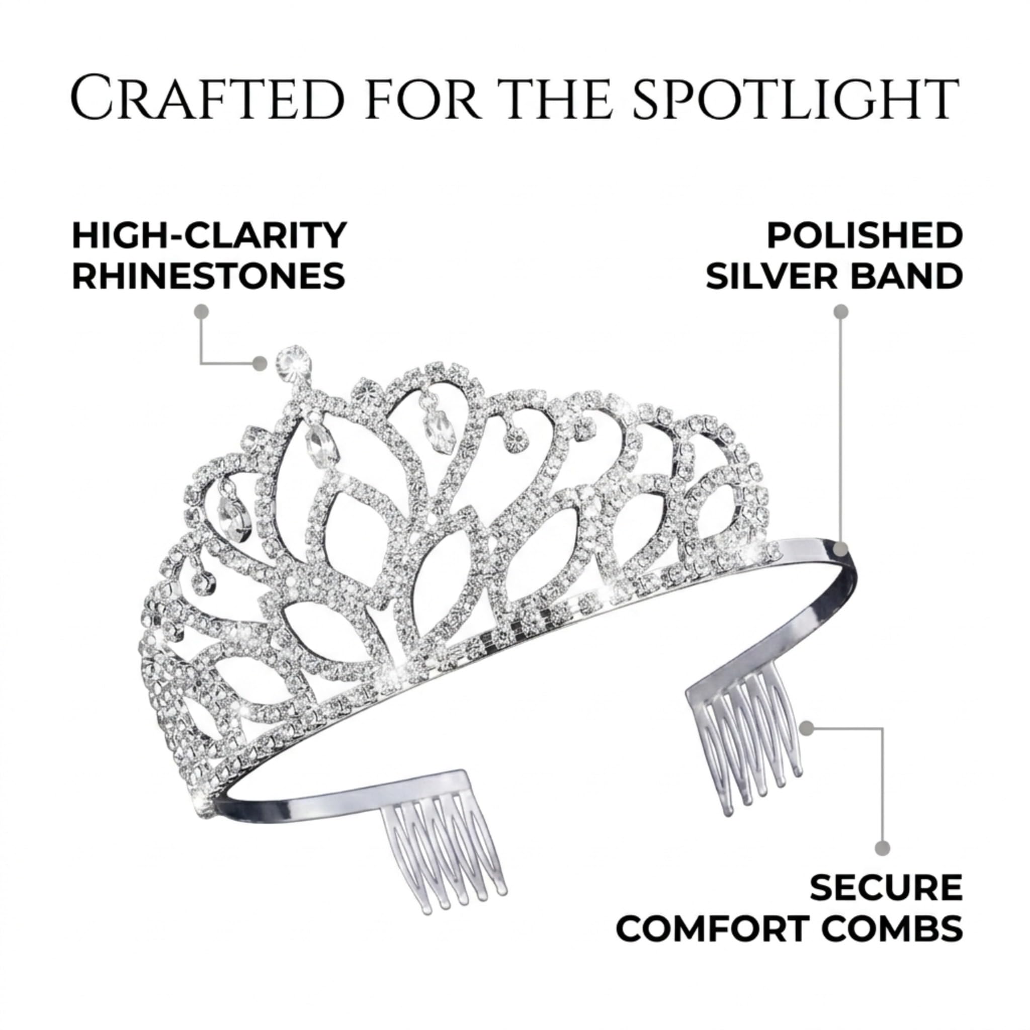 Anderson’s Mirabella Tiara and Velvet Bag Set, 2.875" silver rhinestone crown for Prom Queen, pageants, weddings, quinceañeras, birthdays, Sweet 16, homecoming, school dances, costumes, parties, and events - Image 5