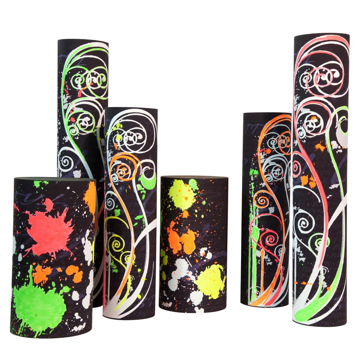 Anderson's Neon Splash and Swirl Columns Kit, Set of 6, 1980s Theme, Party Decorations, Prom, Wedding