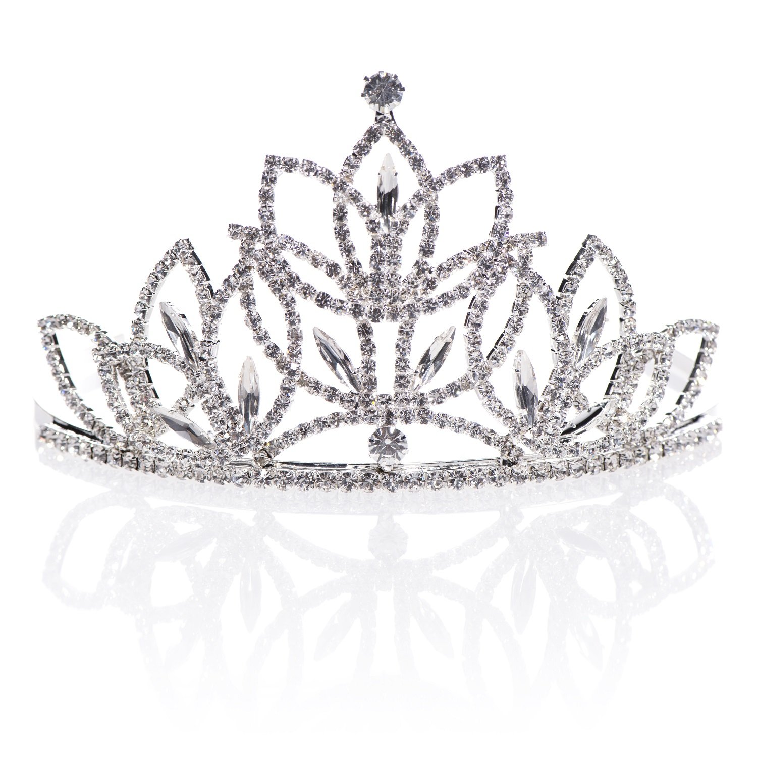 Anderson’s Olive Rhinestone Tiara, 3" High Hand‑Crafted Silver Band Crown with Sparkling Clear Gemstones, Adjustable Fit with Secure Combs, Elegant Accessory for Weddings, Prom Queen, Homecoming, Pageants, Quinceañeras, and Sweet 16 Celebrations