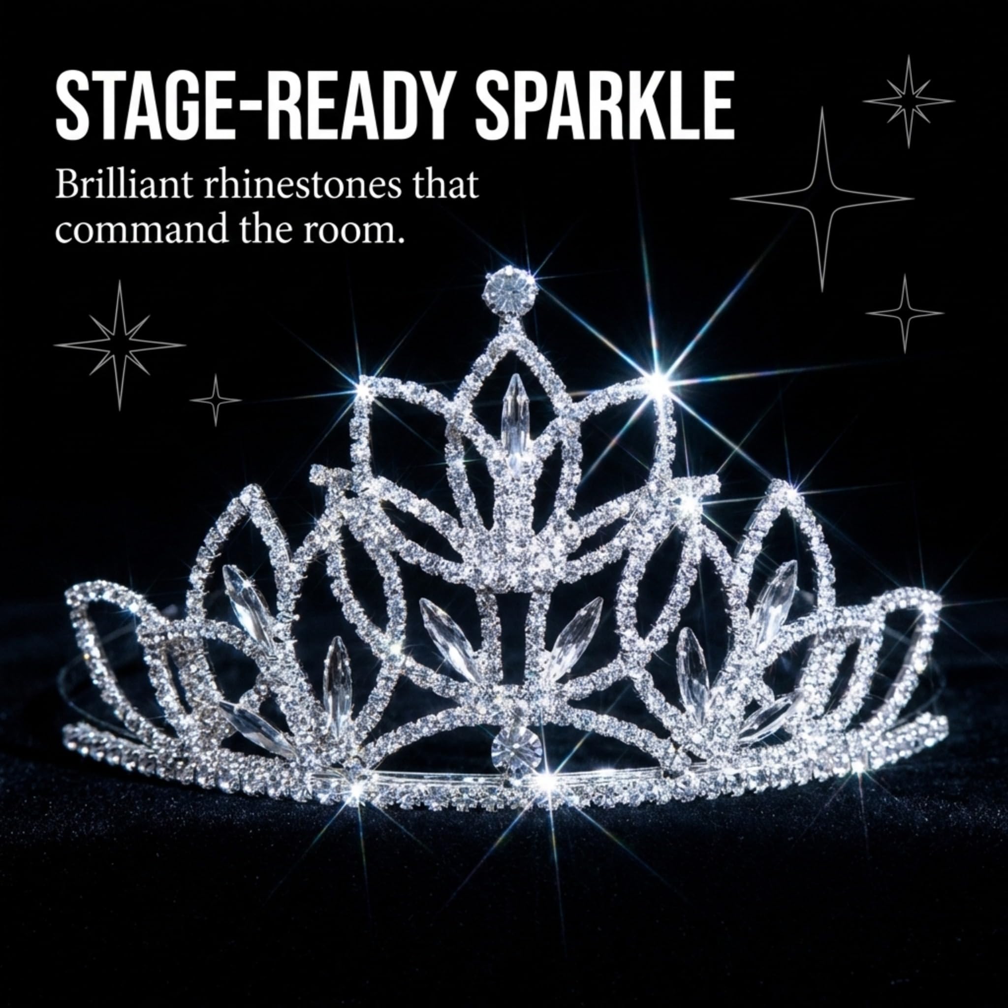 Anderson’s Olive Rhinestone Tiara, 3" High Hand‑Crafted Silver Band Crown with Sparkling Clear Gemstones, Adjustable Fit with Secure Combs, Elegant Accessory for Weddings, Prom Queen, Homecoming, Pageants, Quinceañeras, and Sweet 16 Celebrations - Image 4