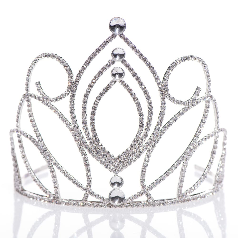 Anderson’s Olivia Rhinestone Tiara, 5 1/2" High Hand‑Crafted Silver Band Crown with Sparkling Clear Gemstones, Adjustable Fit with Removable Combs, Elegant Accessory for Weddings, Prom Queen, Homecoming, Pageants, Quinceañeras, and Sweet 16 Celebrations