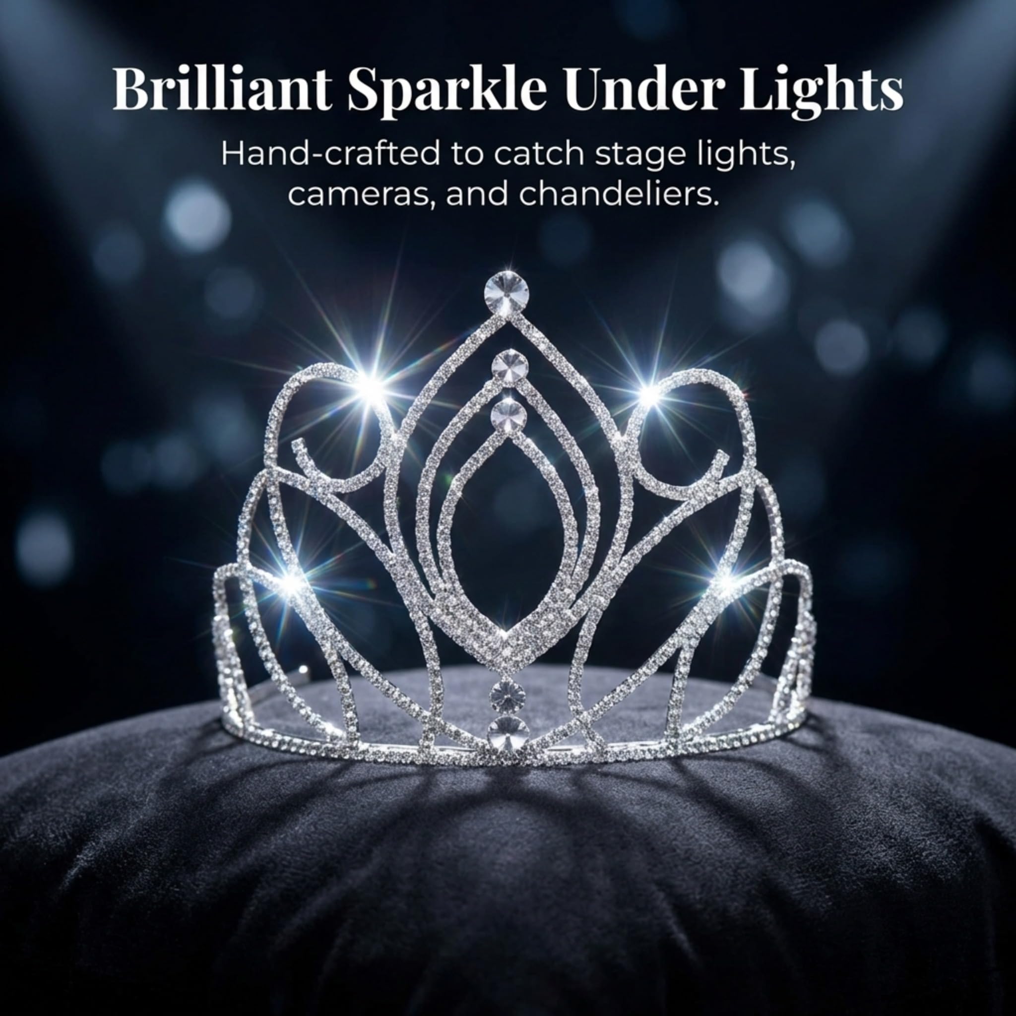 Anderson’s Olivia Rhinestone Tiara, 5 1/2" High Hand‑Crafted Silver Band Crown with Sparkling Clear Gemstones, Adjustable Fit with Removable Combs, Elegant Accessory for Weddings, Prom Queen, Homecoming, Pageants, Quinceañeras, and Sweet 16 Celebrations - Image 2