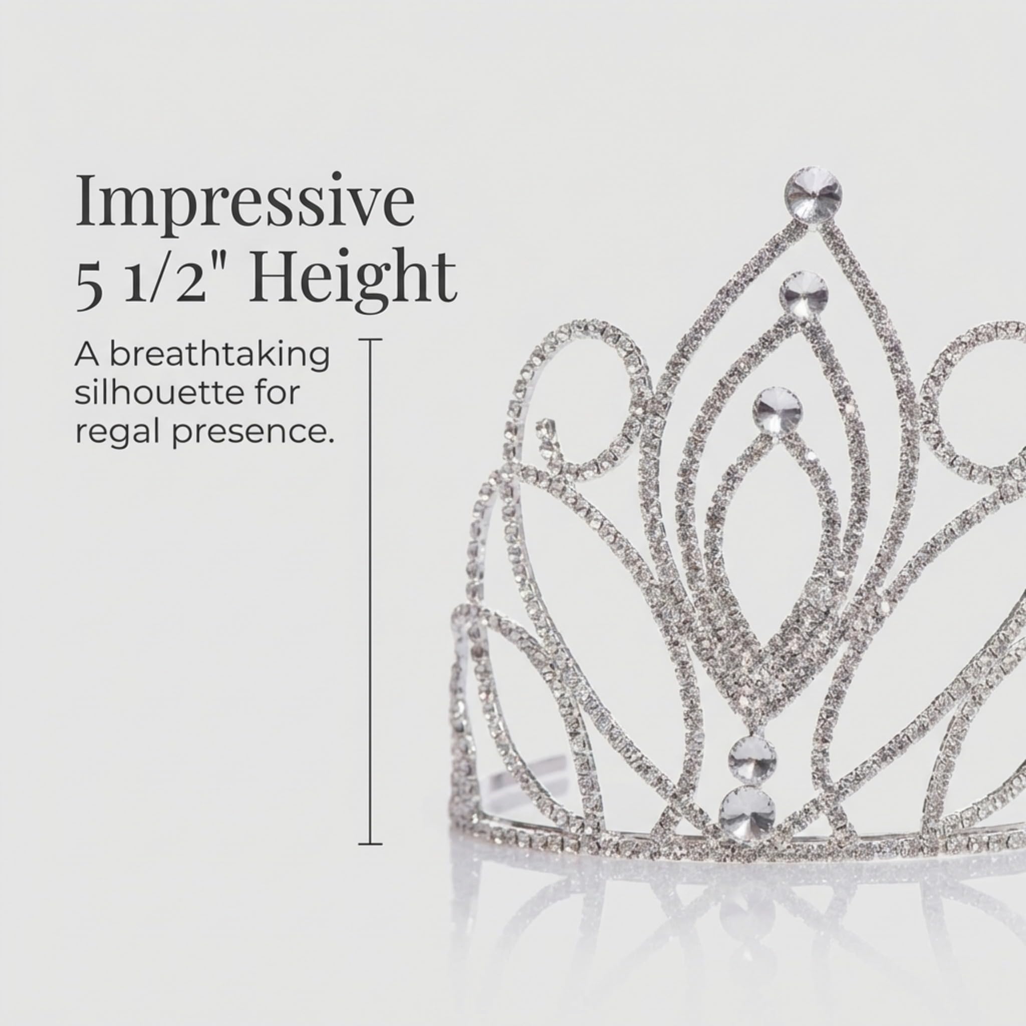 Anderson’s Olivia Rhinestone Tiara, 5 1/2" High Hand‑Crafted Silver Band Crown with Sparkling Clear Gemstones, Adjustable Fit with Removable Combs, Elegant Accessory for Weddings, Prom Queen, Homecoming, Pageants, Quinceañeras, and Sweet 16 Celebrations - Image 4