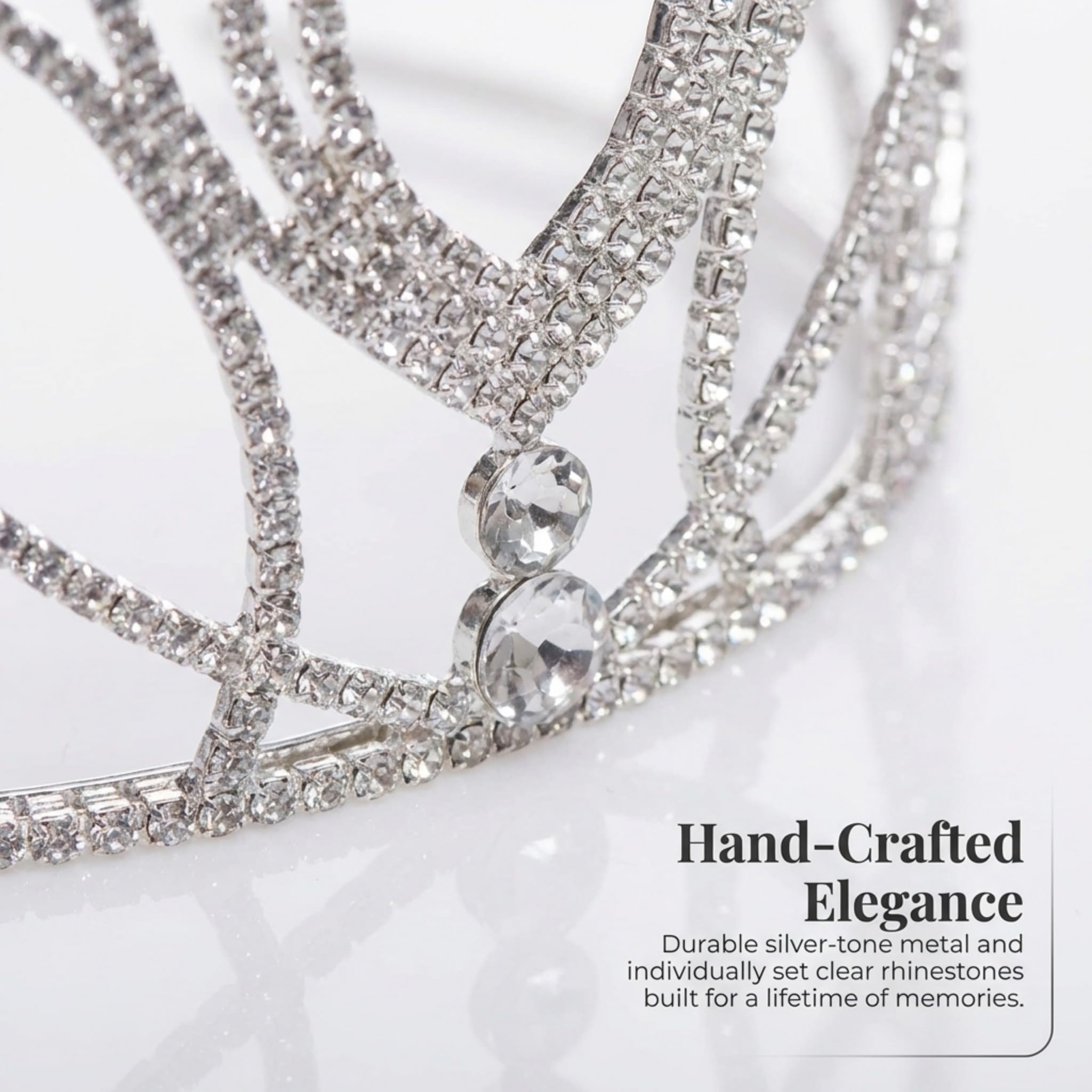 Anderson’s Olivia Rhinestone Tiara, 5 1/2" High Hand‑Crafted Silver Band Crown with Sparkling Clear Gemstones, Adjustable Fit with Removable Combs, Elegant Accessory for Weddings, Prom Queen, Homecoming, Pageants, Quinceañeras, and Sweet 16 Celebrations - Image 5