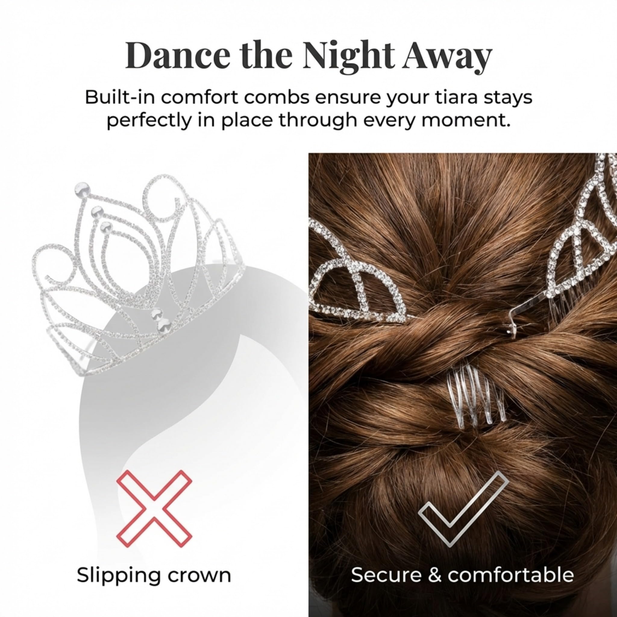 Anderson’s Olivia Rhinestone Tiara, 5 1/2" High Hand‑Crafted Silver Band Crown with Sparkling Clear Gemstones, Adjustable Fit with Removable Combs, Elegant Accessory for Weddings, Prom Queen, Homecoming, Pageants, Quinceañeras, and Sweet 16 Celebrations - Image 6