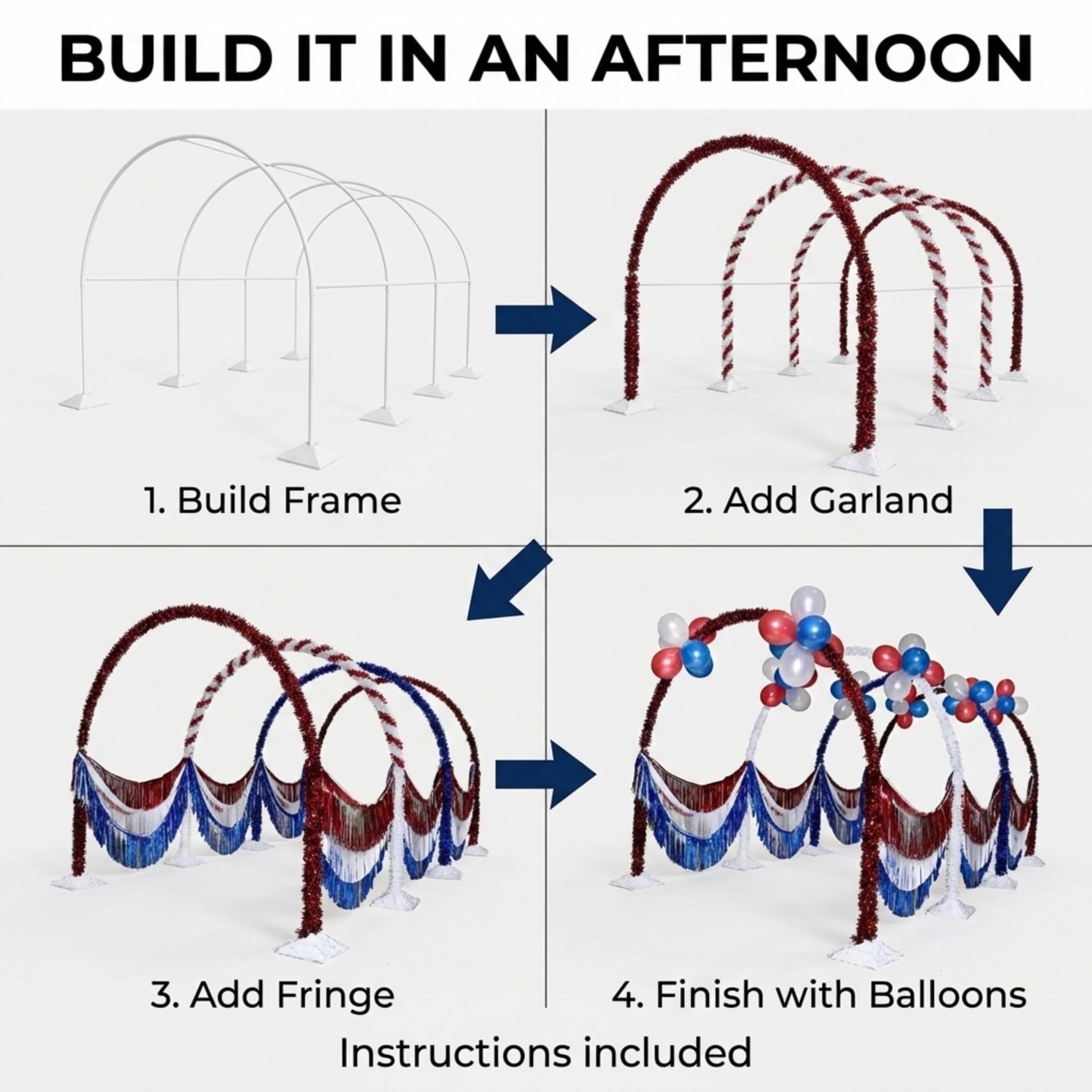 Anderson's Patriotic Arch Tunnel Kit, Parade Float Decorations, Parade Float Decorations for Trailer, 4th of July Parade, Patriotic Decorations - Image 8