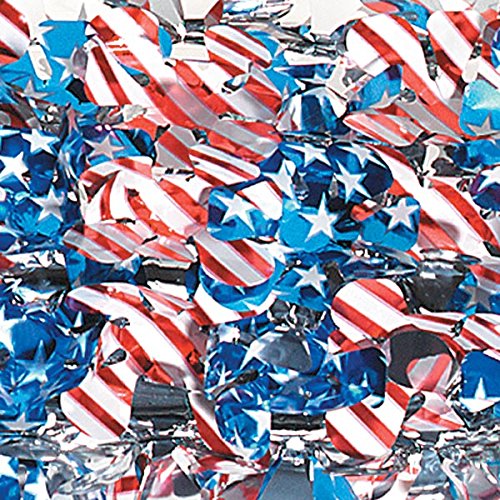 Anderson’s Patriotic Metallic Floral Sheeting, 30' PVC Roll, Red, White & Blue Stars and Stripes for Parade Floats, July 4th, Memorial Day, Veterans Day, School Spirit, Wedding & Event Decorations