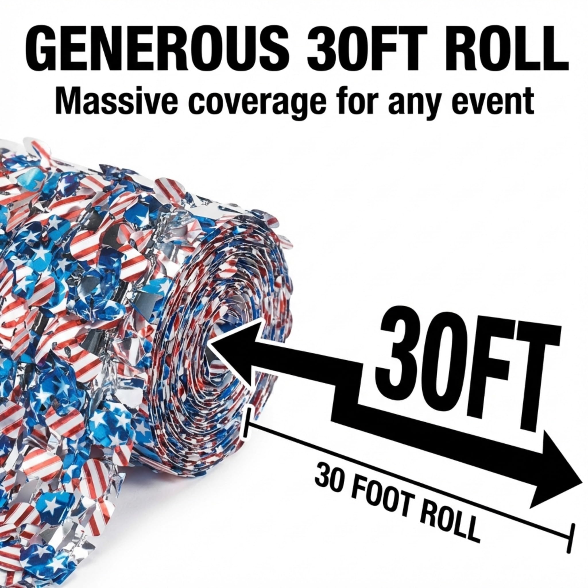 Anderson’s Patriotic Metallic Floral Sheeting, 30' PVC Roll, Red, White & Blue Stars and Stripes for Parade Floats, July 4th, Memorial Day, Veterans Day, School Spirit, Wedding & Event Decorations - Image 2