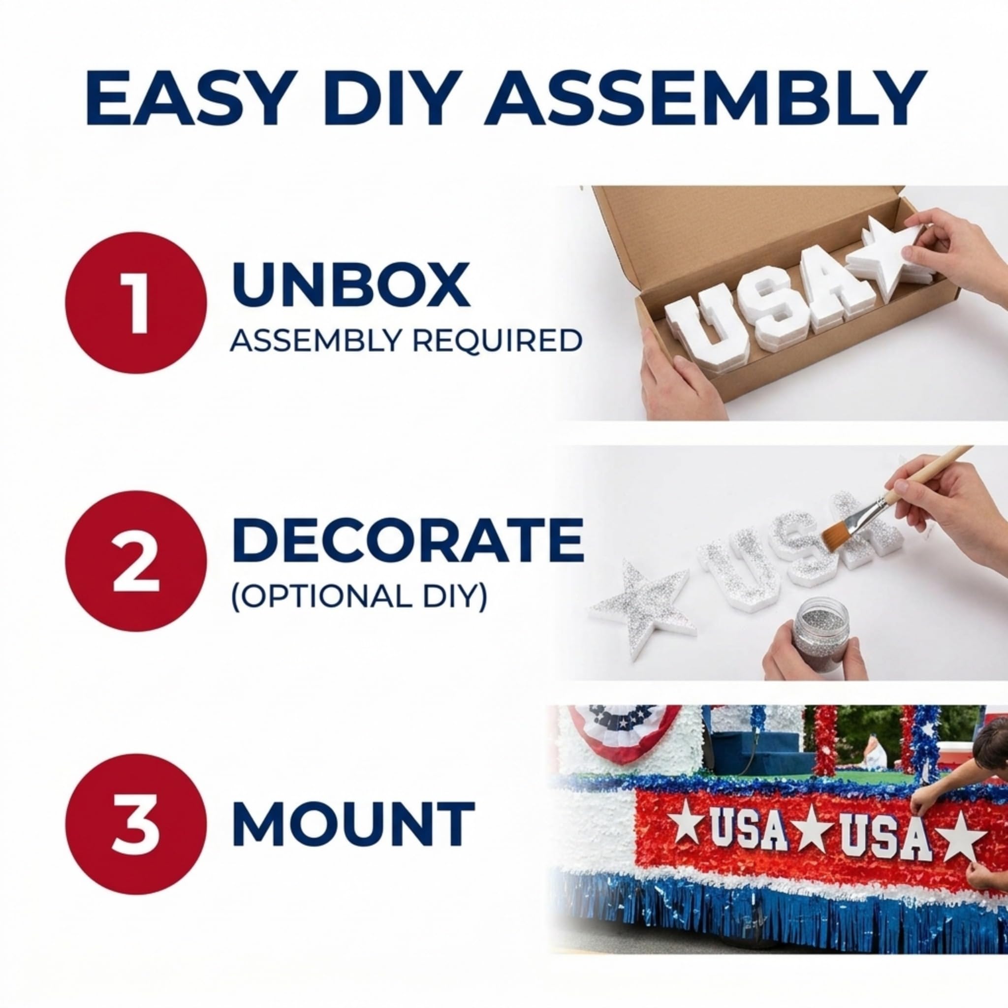 Anderson's Patriotic USA Parade Float Letters Kit, Parade Decorations, Parade Float Decorations for Trailer, 4th of July Parade, Patriotic Decorations - Image 8