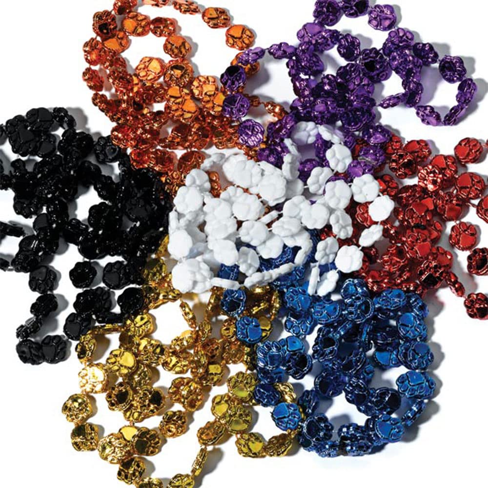 Anderson's Paw Bead Necklace Set, Paw Print Necklaces in Team Combination Colors, School Spirit, Pet Parties, Fundraisers, Game Day, Birthday Favors & Mascot Accessories for Kids, Fans & Communities, 24-Pack - Image 4