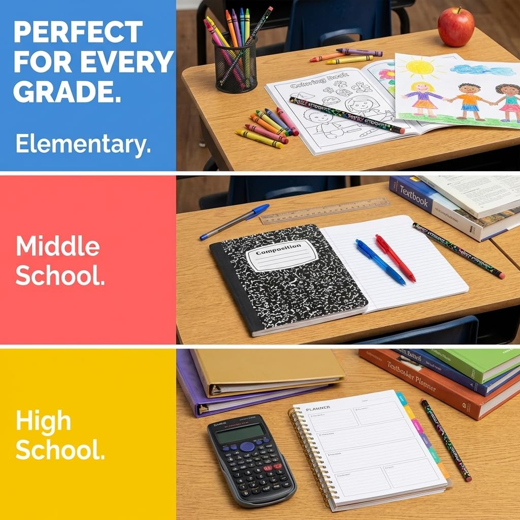 Anderson's, Perfect Attendance Rainbow Mosaic Pencils, Set of 100, School Pencils, Student Awards, Recognition - Image 6