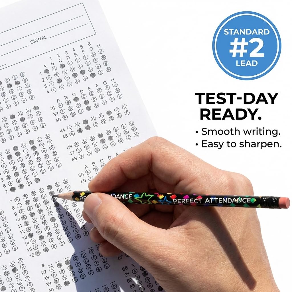 Anderson's, Perfect Attendance Rainbow Mosaic Pencils, Set of 100, School Pencils, Student Awards, Recognition - Image 7