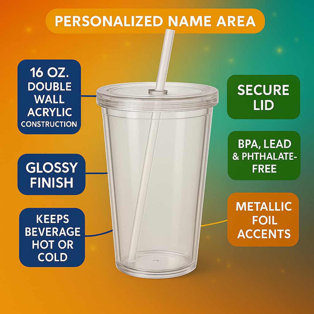 Anderson’s Personalized Green Chalkboard Teacher Tumbler, 16 oz Acrylic Cup with Lid & Straw, Custom Name Gift for Educators, Appreciation Drinkware for School Staff, Tutors & Aides - Image 3