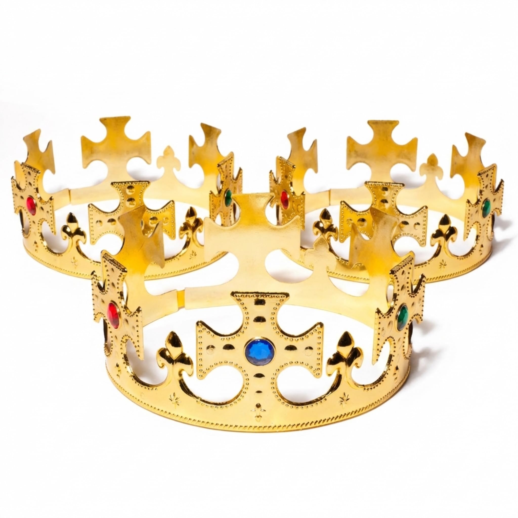 Anderson’s Plastic Jeweled King Crowns, Gold Embossed Plastic, Colorful Faux Rhinestones for Prom, Homecoming, Masquerades, Mardi Gras, Renaissance, Theater Productions and Event Decorations, Set of 3 - Image 6