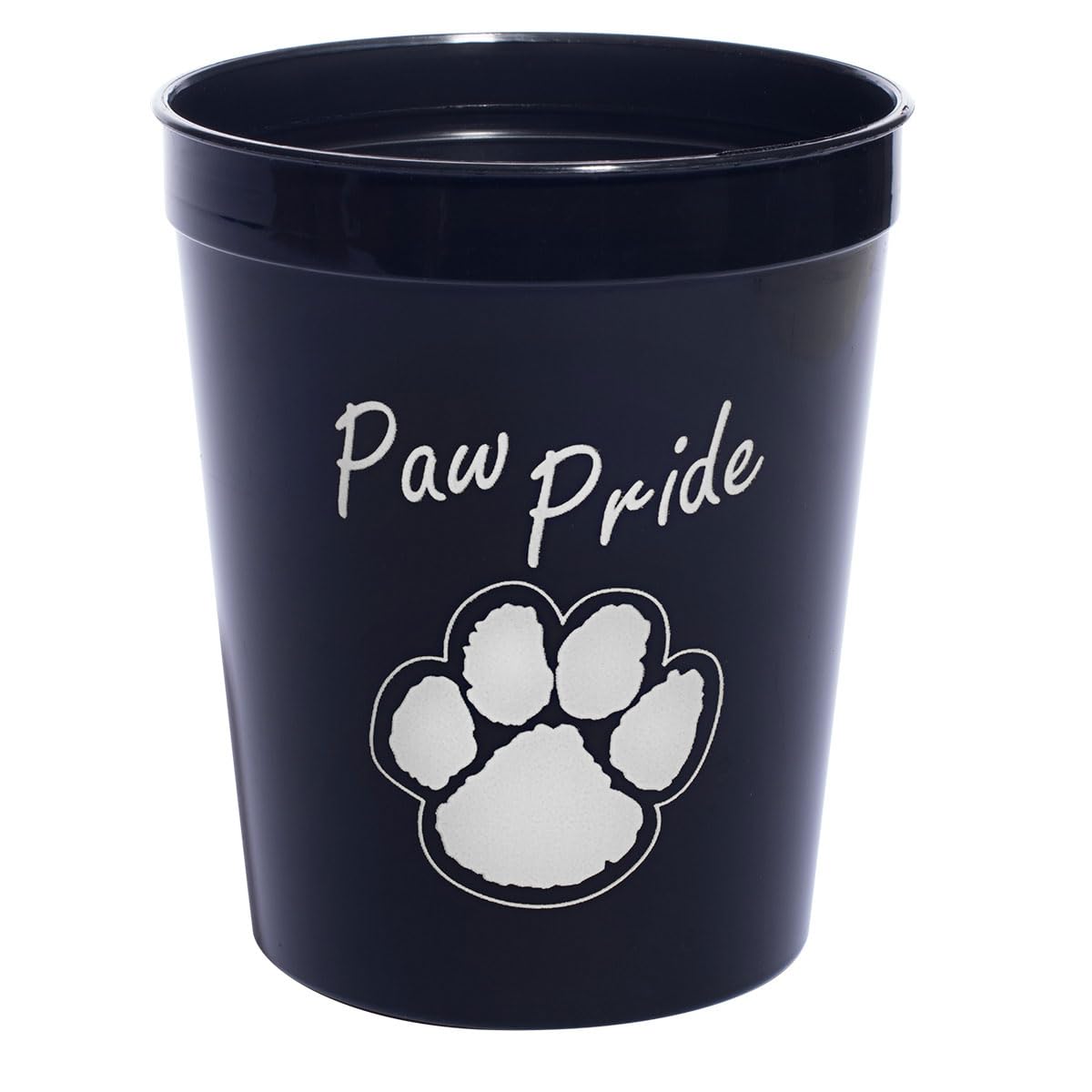 Anderson's Premium Exclusive Paw Pride 16 oz Black and White Stadium Cups Boost School Spirit Cheerleader Sports Squad Team Party Dance Club Parade Dog Puppy Animal Lovers Beverages Fan Pack of 10