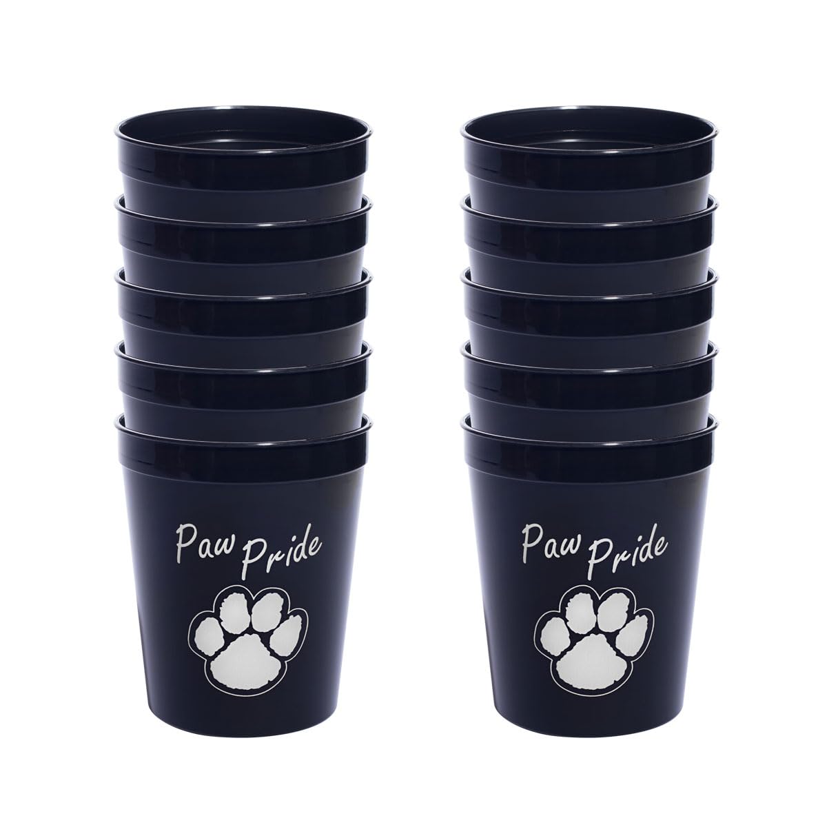 Anderson's Premium Exclusive Paw Pride 16 oz Black and White Stadium Cups Boost School Spirit Cheerleader Sports Squad Team Party Dance Club Parade Dog Puppy Animal Lovers Beverages Fan Pack of 10 - Image 2