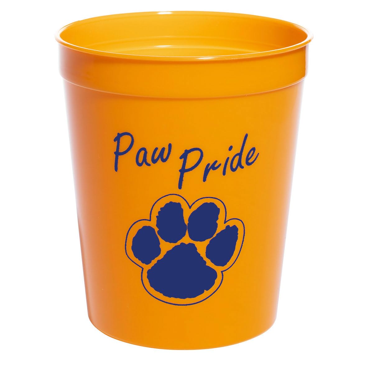 Anderson's Premium Exclusive Paw Pride 16 oz Gold and Blue Stadium Cups Boost School Spirit Cheerleader Sports Squad Team Party Dance Club Parade Dog Puppy Animal Lovers Beverages Fan Pack of 20