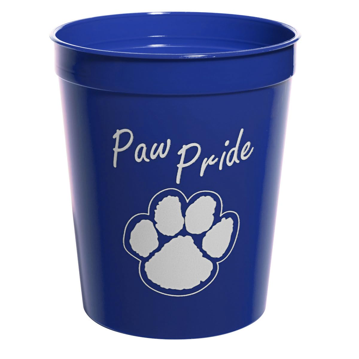 Anderson's Premium Exclusive Paw Pride 16 oz Blue and White Stadium Cups Boost School Spirit Cheerleader Sports Squad Team Party Dance Club Parade Dog Puppy Animal Lovers Beverages Fan Pack of 50