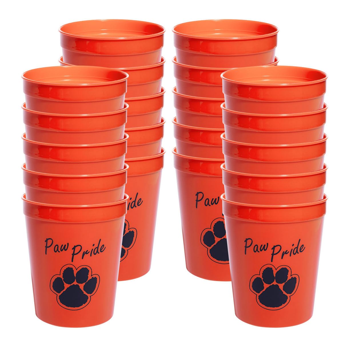 Anderson's Premium Exclusive Paw Pride 16 oz Orange and Black Stadium Cups Boost School Spirit Cheerleader Sports Squad Team Party Dance Club Parade Dog Puppy Animal Lovers Beverages Fan Pack of 20 - Image 2