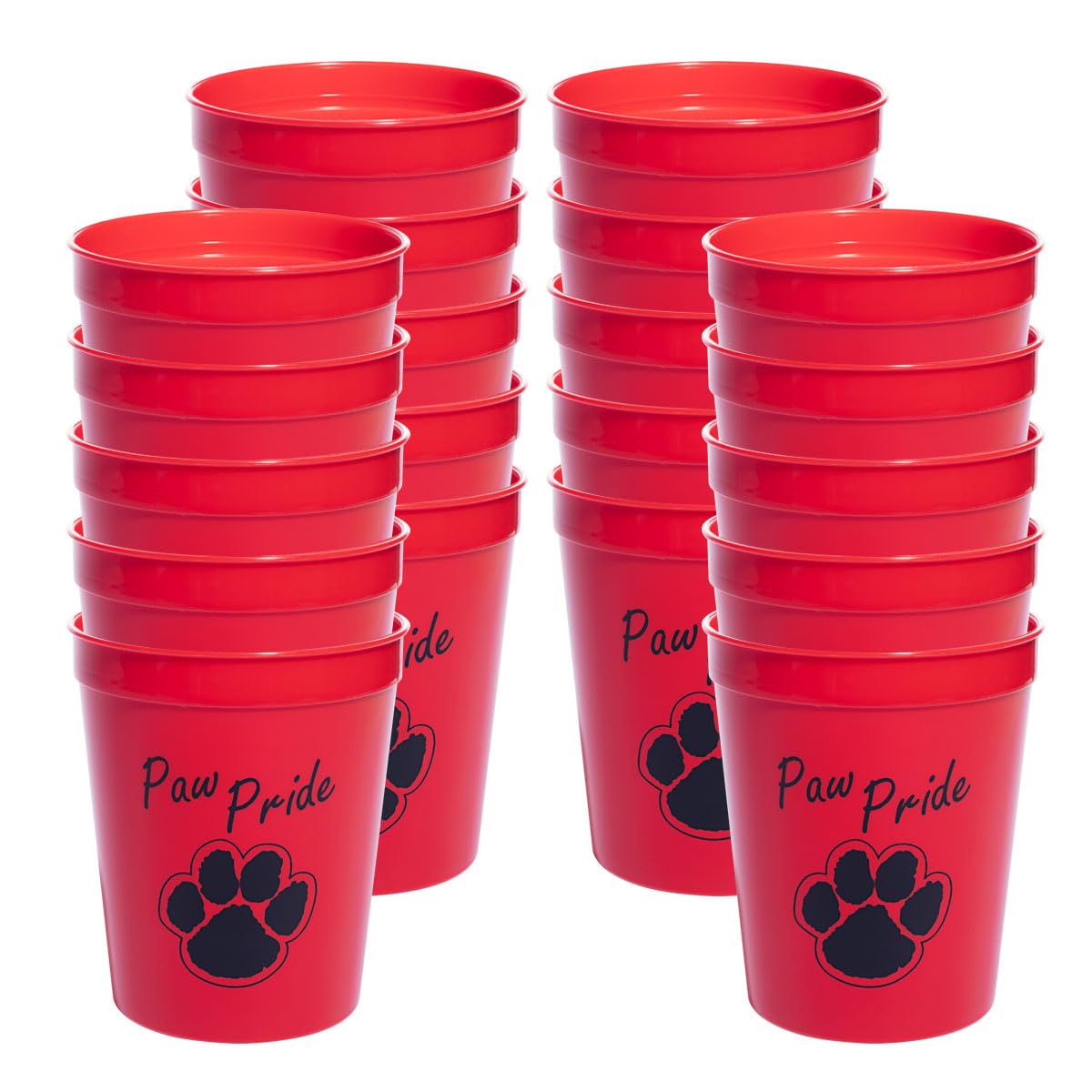 Anderson's Premium Exclusive Paw Pride 16 oz Red and Black Stadium Cups Boost School Spirit Cheerleader Sports Squad Team Party Dance Club Parade Dog Puppy Animal Lovers Beverages Fan Pack of 20 - Image 2