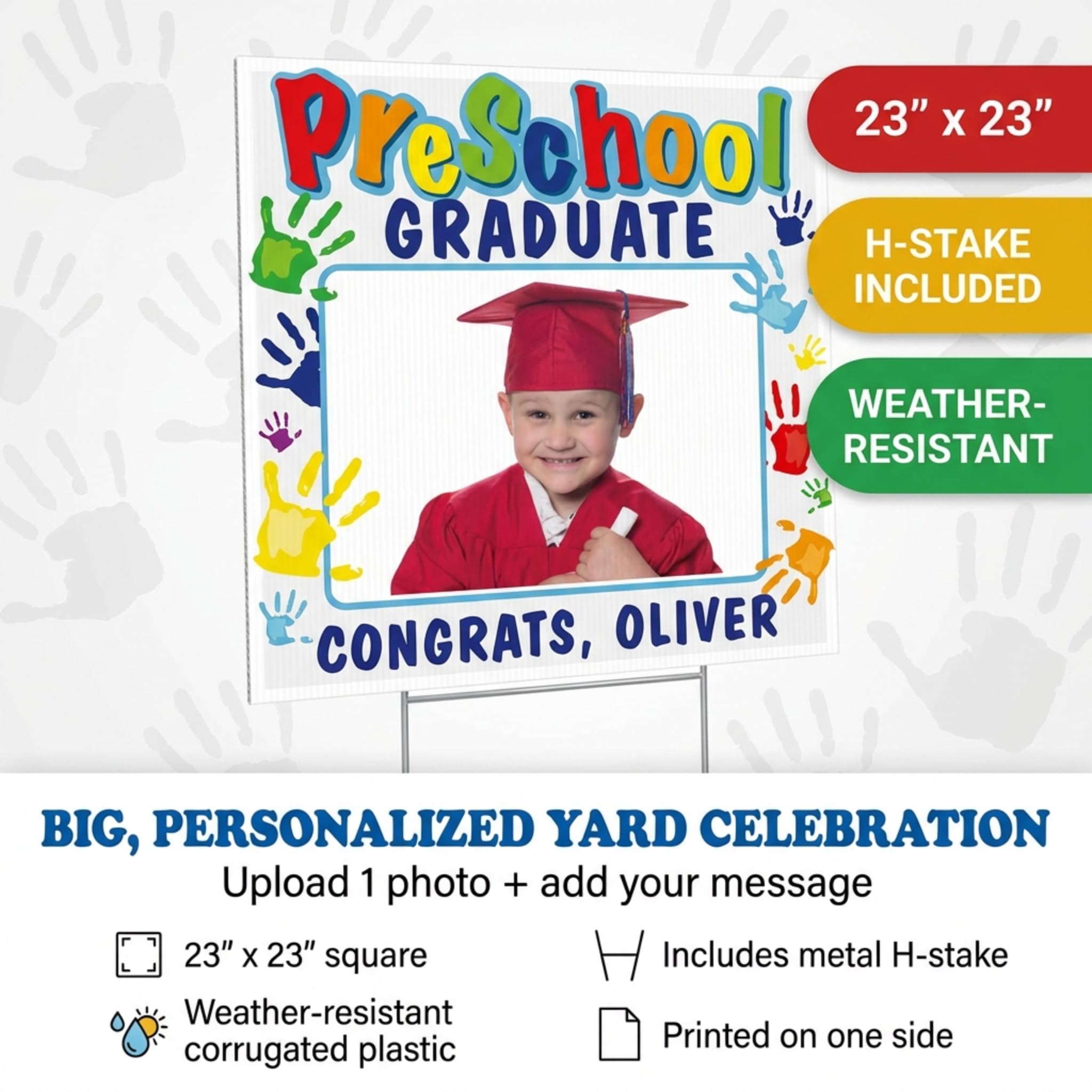Anderson's Preschool Graduate Personalized Photo Yard Sign, Graduation Sign, Lawn Decor - Image 4