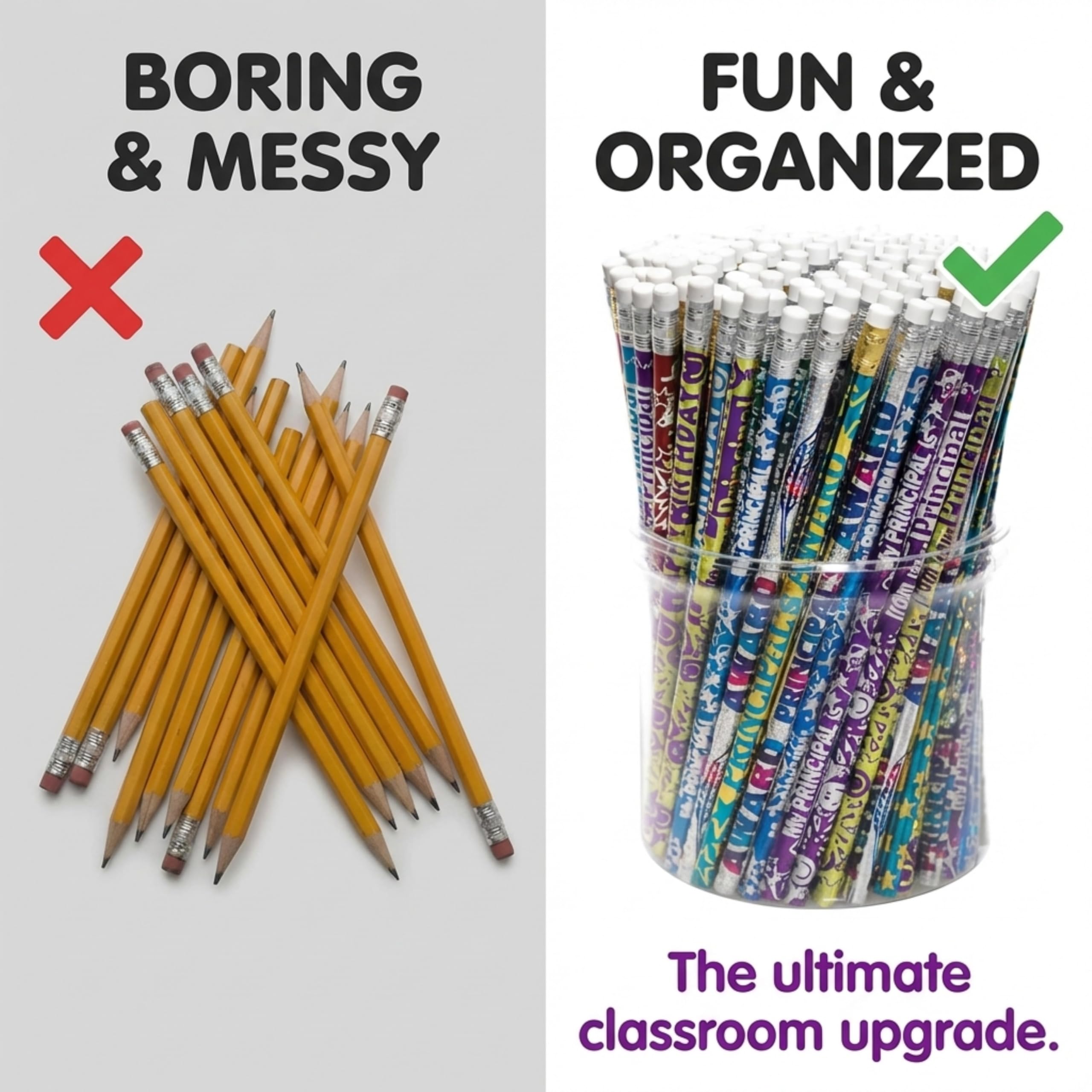 Anderson's Principal Designs Pencil Tub, Fun & Colorful Pencils, Perfect for School Supplies, Classroom Rewards, Creative Writing, Party Favors, and Motivational Gifts, Set of 144 - Image 4