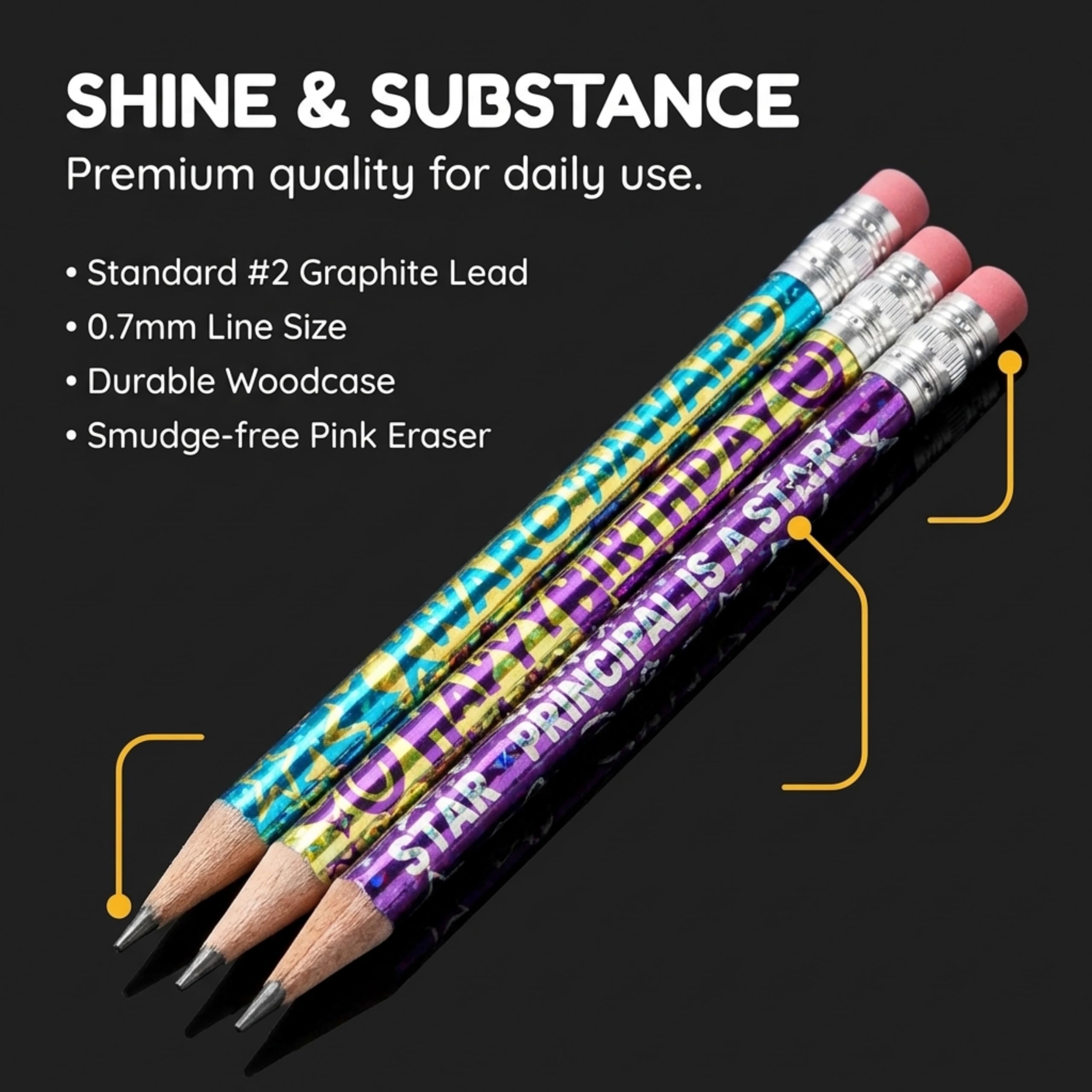 Anderson's Principal Designs Pencil Tub, Fun & Colorful Pencils, Perfect for School Supplies, Classroom Rewards, Creative Writing, Party Favors, and Motivational Gifts, Set of 144 - Image 6
