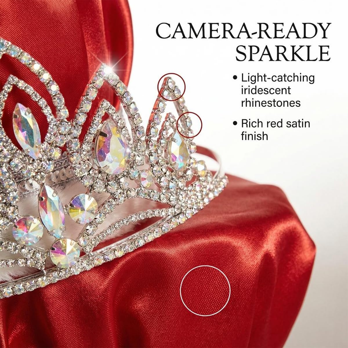 Anderson's Prom 2023 Royalty Set with Elizabeth Tiara, Red Crown, Red Sashes, and Red Buttons, High School, Prom Sashes for Prom Court, High School Dance, Party, Costume, Event - Image 5