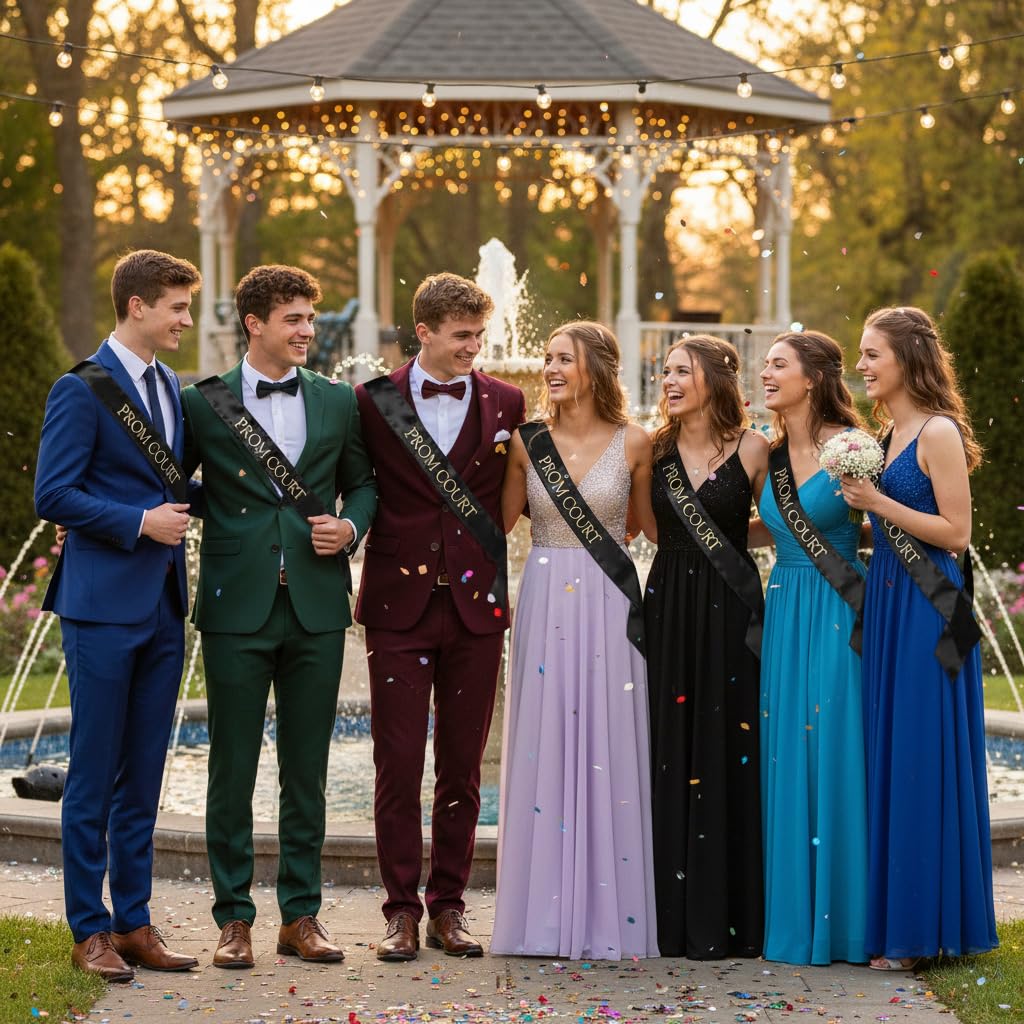 Anderson's Prom Court Black Satin Sash with Metallic Gold Foil, 3" x 72" Royalty Sash for High School Prom Coronation, Prom Night Accessories for High School Court & Formal Events - Image 7