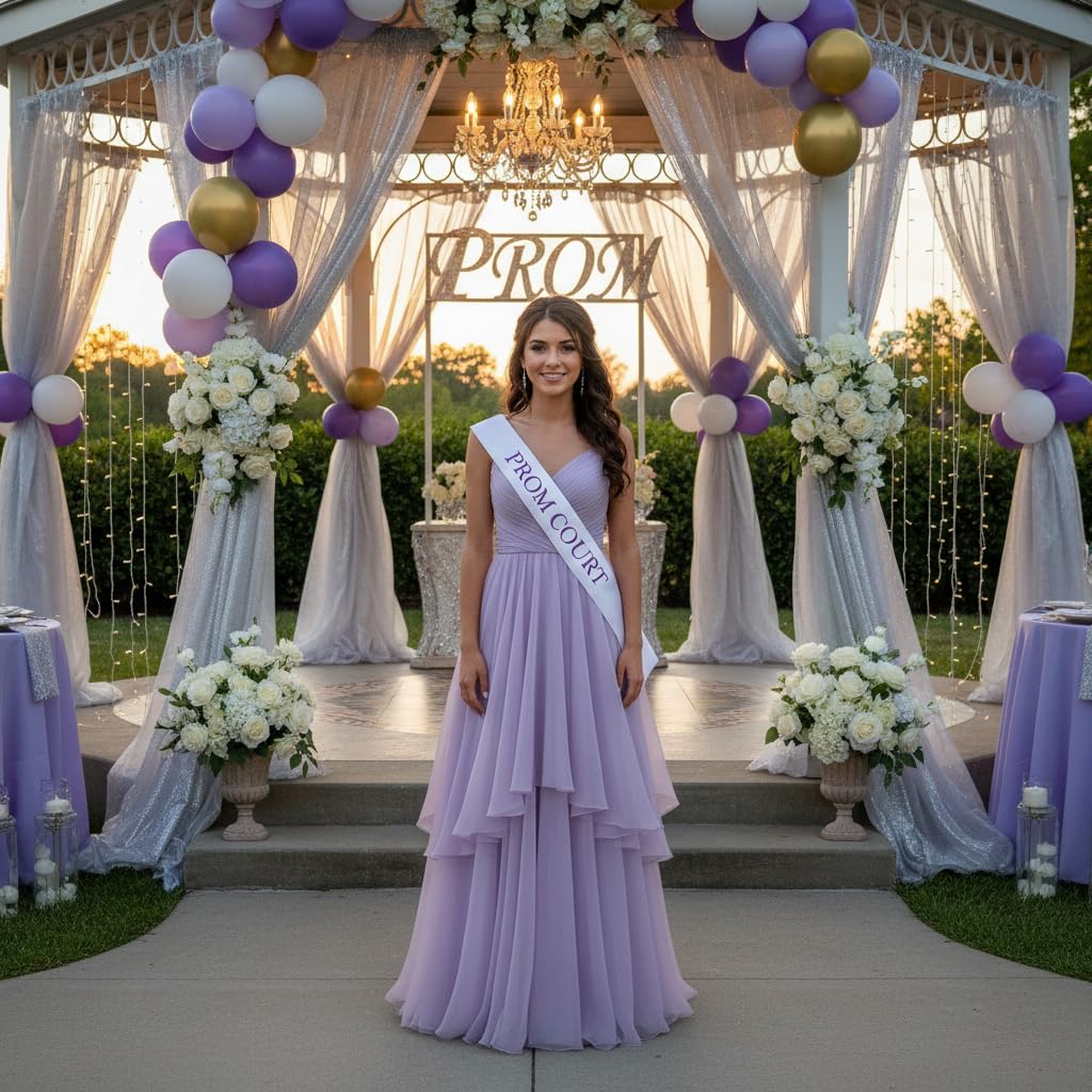 Anderson’s Prom Court White Satin Sash with Purple Imprint, 3" x 72" Royalty Sash for High School Prom Coronation, Elegant Accessories for High School Court & Formal Event - Image 3