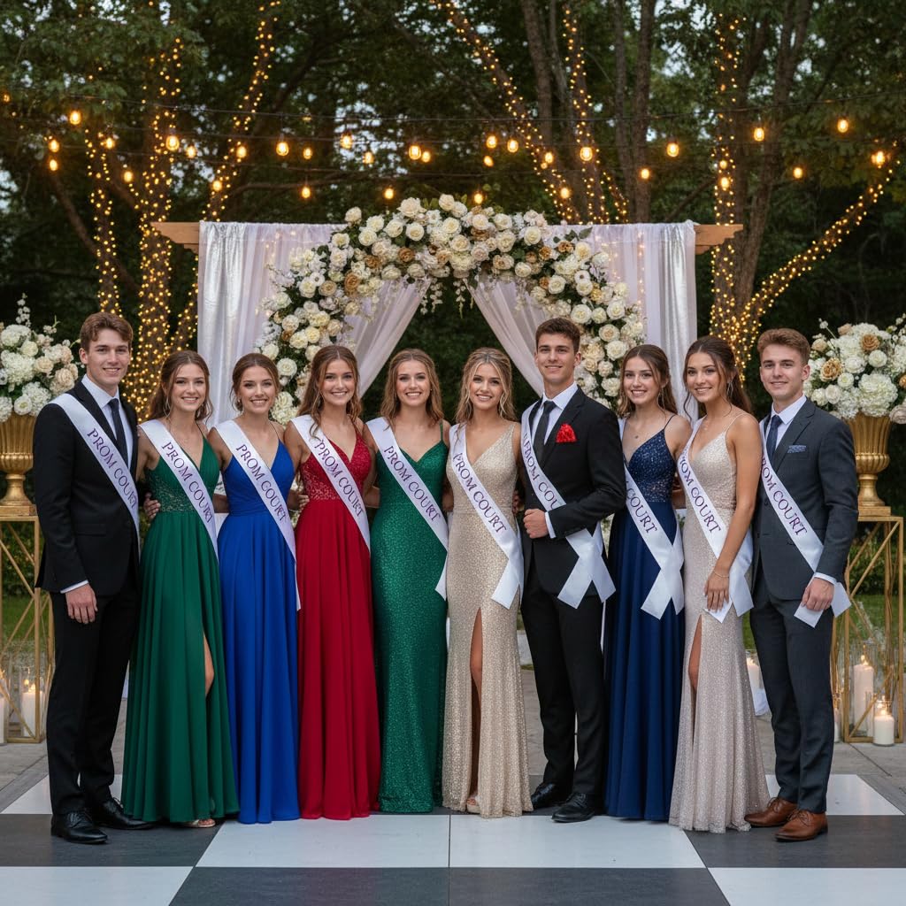 Anderson’s Prom Court White Satin Sash with Purple Imprint, 3" x 72" Royalty Sash for High School Prom Coronation, Elegant Accessories for High School Court & Formal Event - Image 5