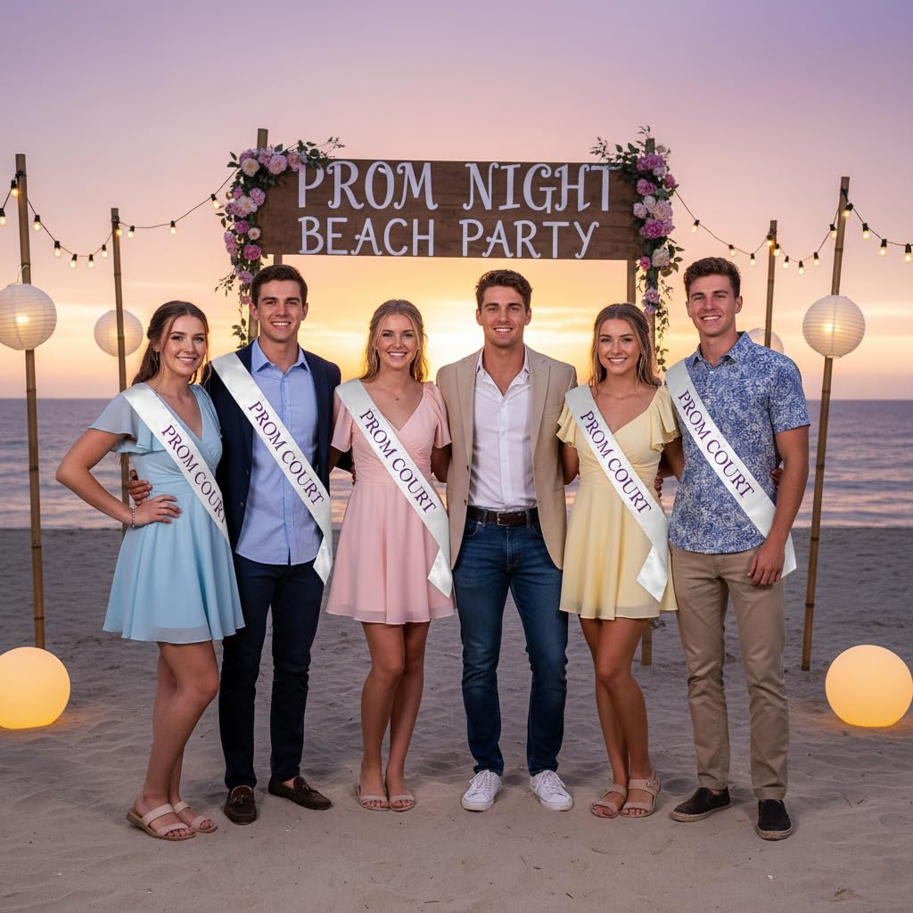 Anderson’s Prom Court White Satin Sash with Purple Imprint, 3" x 72" Royalty Sash for High School Prom Coronation, Elegant Accessories for High School Court & Formal Event - Image 7