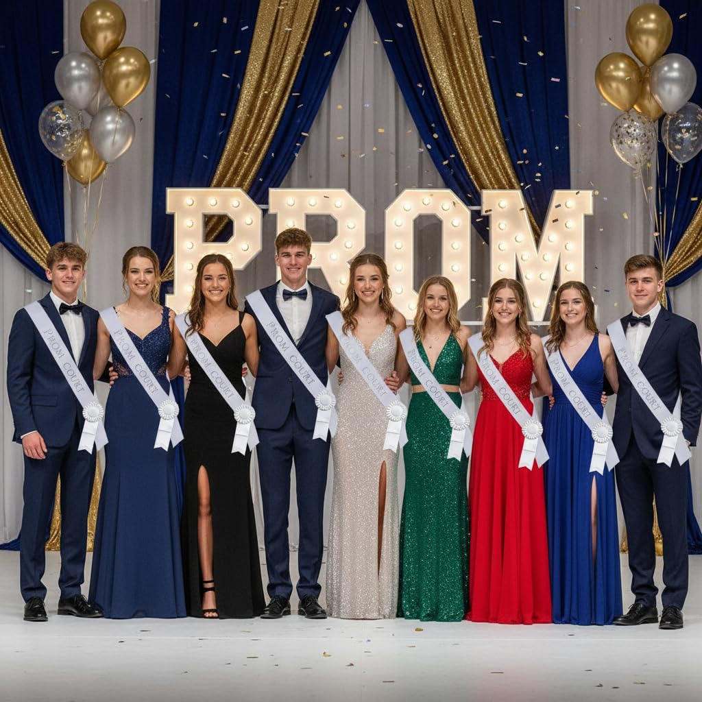 Anderson’s Prom Court White Satin Sash with Silver Imprint and Matching Rosette, 3" x 72" Prom Royalty Sash for High School Prom Coronation, Elegant Accessories for Prom Court & Formal Events - Image 7