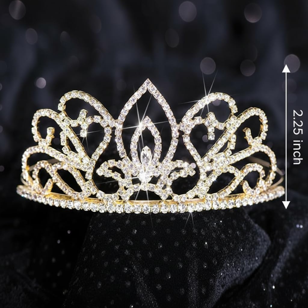 Anderson's Prom & Homecoming Royalty Set, Gold Tiara & Satin Crown with Faux Fur Trim, King & Queen Coronation Accessories - Image 3
