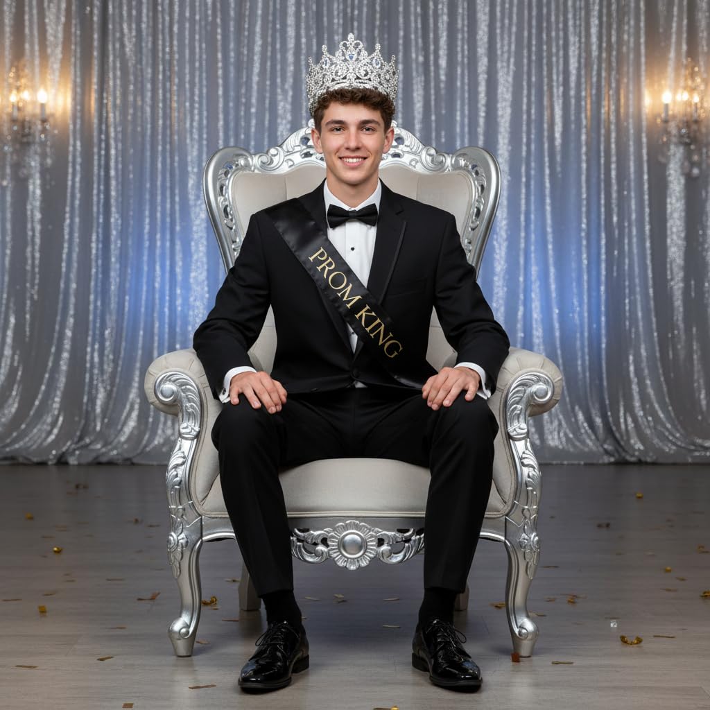 Anderson's Prom King Black Satin Sash, 3" x 72" with Metallic Gold Lettering Royalty Sash for King Coronation, Elegant Accessories for High School Court & Formal Events - Image 3