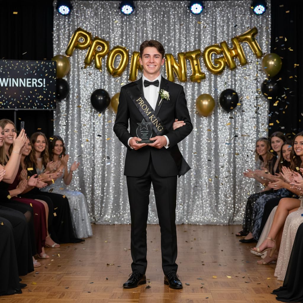 Anderson's Prom King Black Satin Sash, 3" x 72" with Metallic Gold Lettering Royalty Sash for King Coronation, Elegant Accessories for High School Court & Formal Events - Image 7