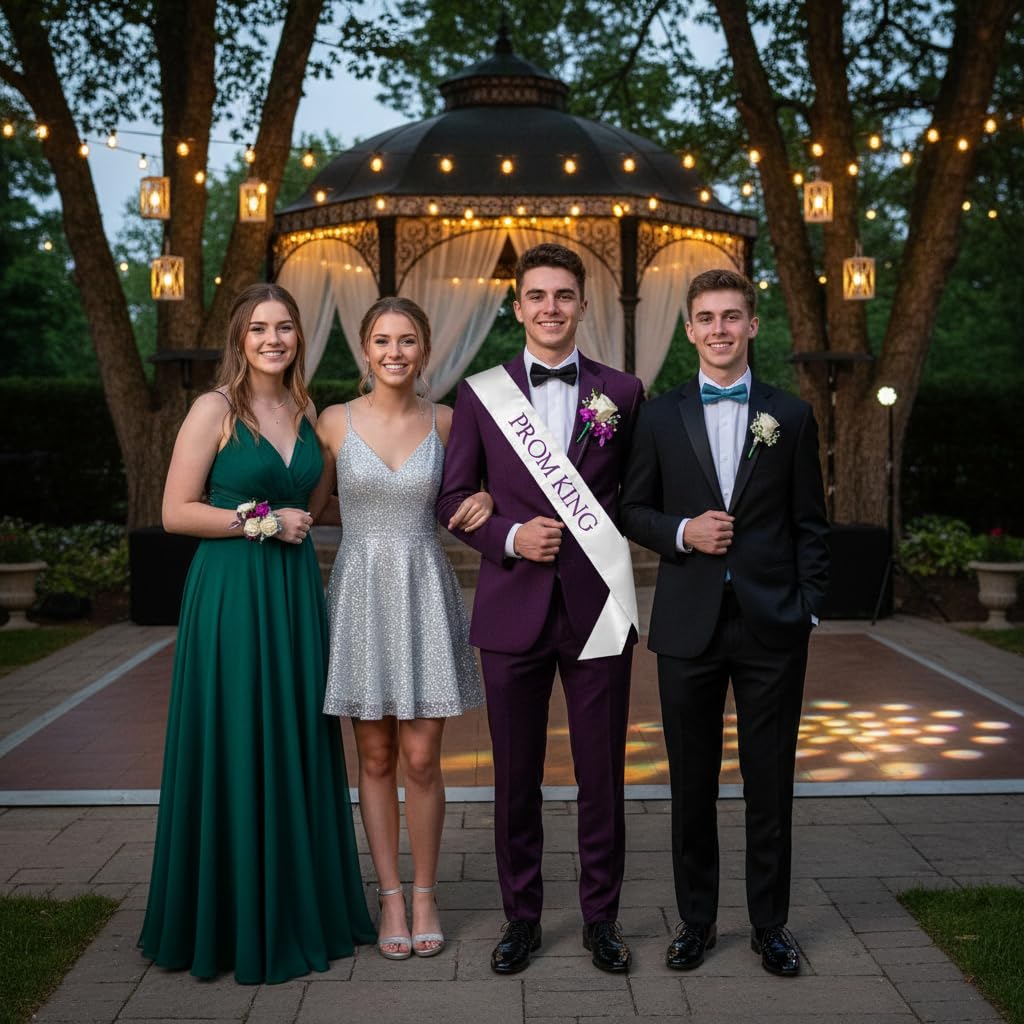Anderson’s Prom King White Satin Sash with Purple Imprint, 3" x 72" Prom Royalty Sash for King Coronation, Prom Night Accessories for High School Court & Formal Events - Image 6