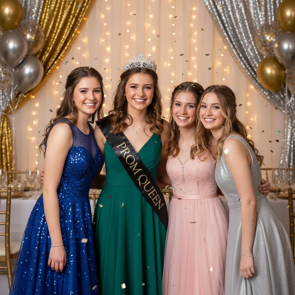 Anderson’s Prom Queen Black Satin Sash with Gold Imprint, 3" x 72" Royalty Sash for Queen Coronation, Prom Night Accessories for High School Court & Formal Events - Image 4