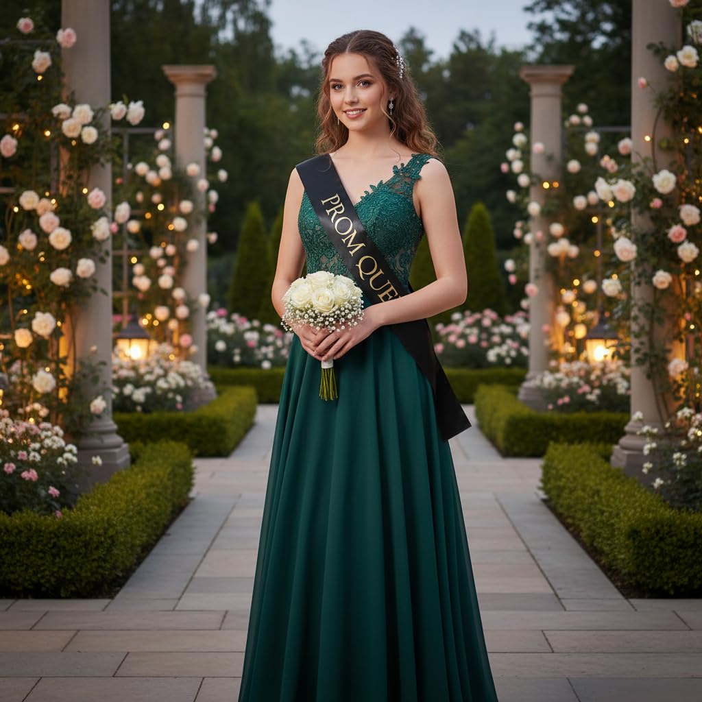 Anderson’s Prom Queen Black Satin Sash with Gold Imprint, 3" x 72" Royalty Sash for Queen Coronation, Prom Night Accessories for High School Court & Formal Events - Image 8