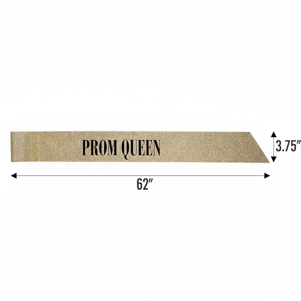 Anderson's Fleur‑de‑Lis Prom King Regal Crown, 2.5" Taylor Rhinestone Prom Queen Tiara & Gold Glitter Sashes with Black Lettering for High School Coronation & Formal Events, 4‑Piece Set - Image 8