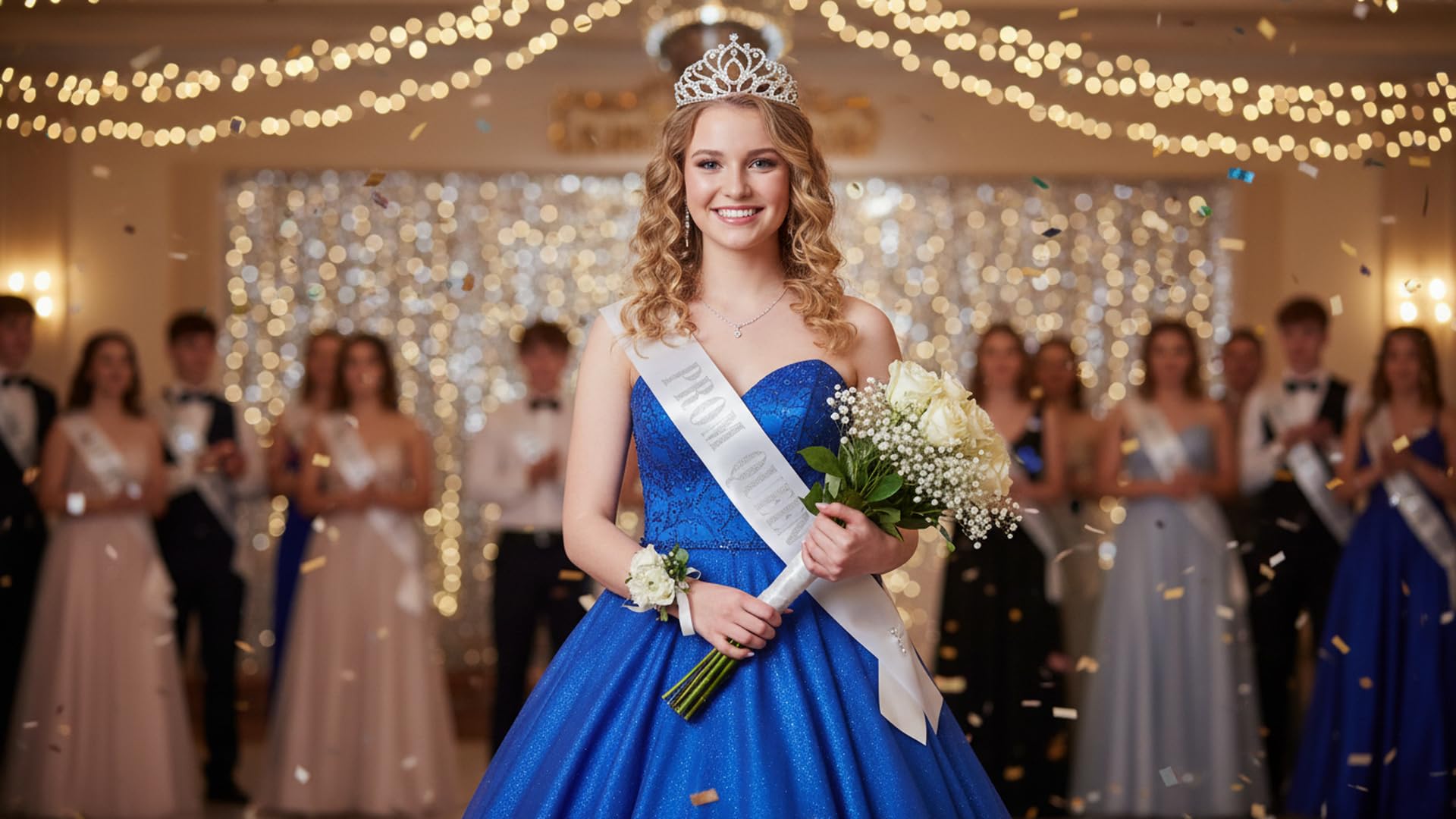 Anderson’s Prom Queen Taylor Tiara and White Satin Sash Set, Shiny Metallic Silver Foil Lettering, Elegant Coronation Accessories and 3.75" x 62" Prom Queen Sash for Coronation, 2 Piece Set - Image 7