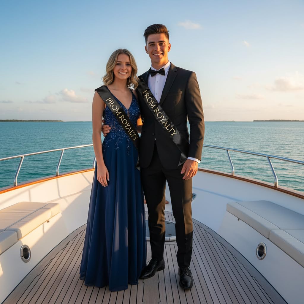 Anderson's Prom Royalty Black Satin Sash with Gold Imprint, 3" x 72" Prom Royalty Sash for Royalty Coronation, Prom Night Accessories for High School Court & Formal Events - Image 3